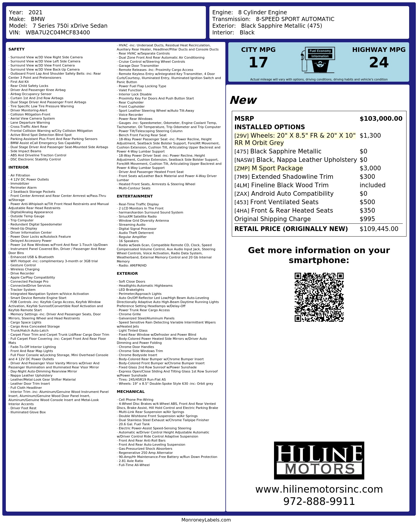 Monroney Label