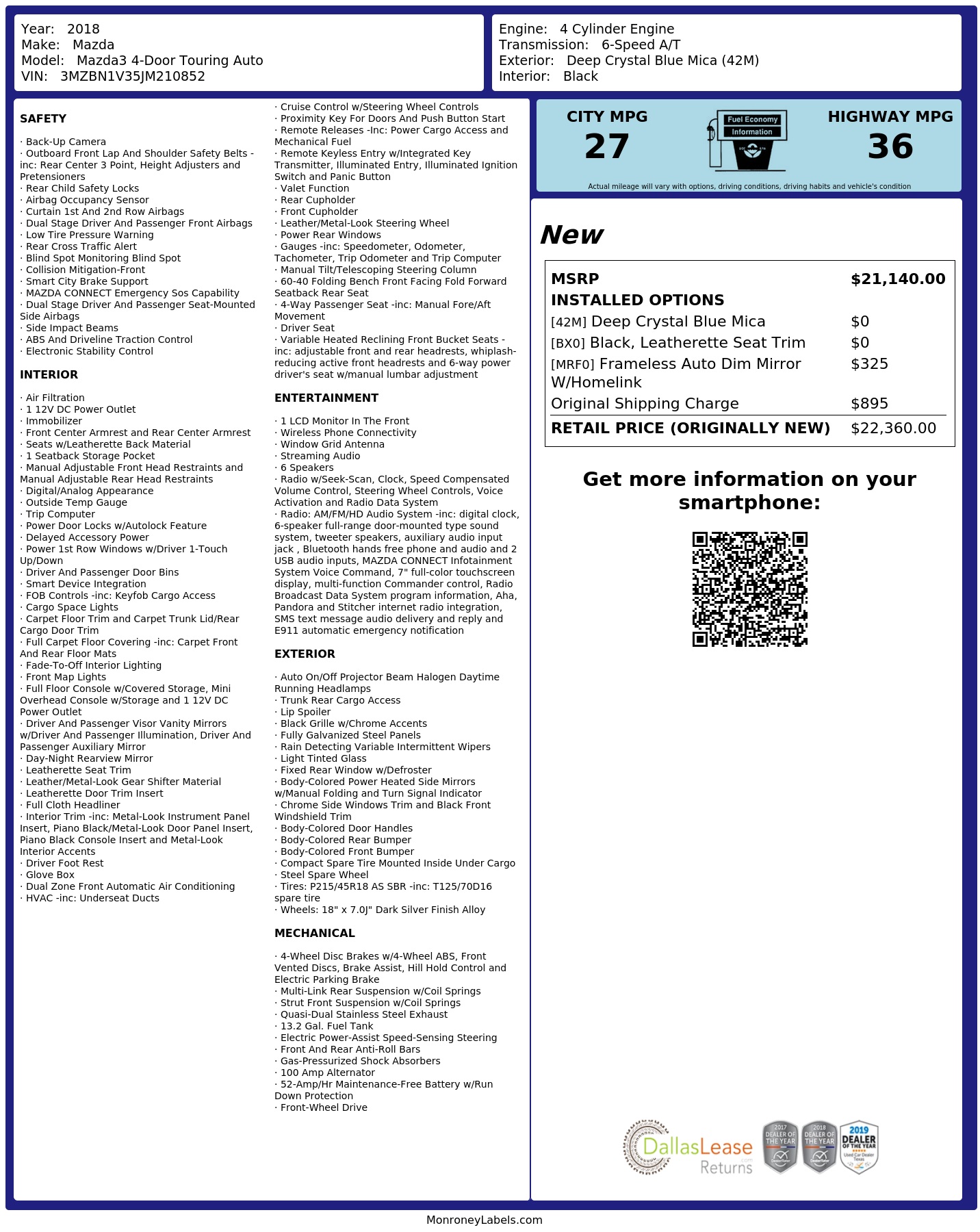 Monroney Label