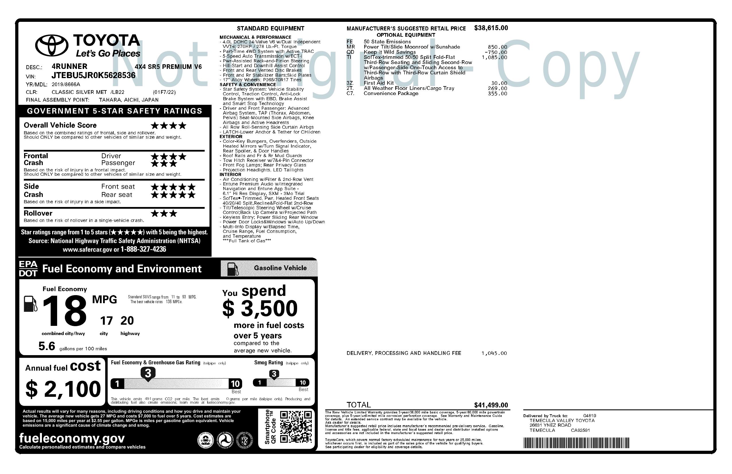 Monroney Label