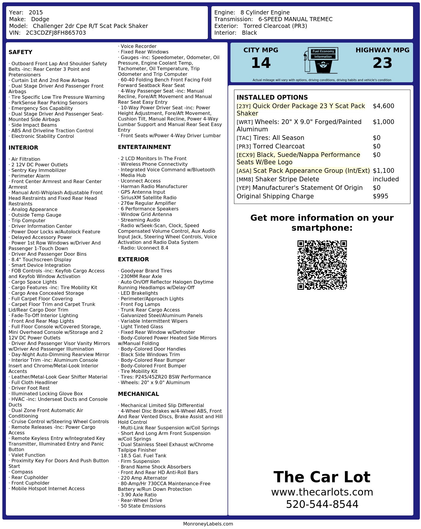 Monroney Label
