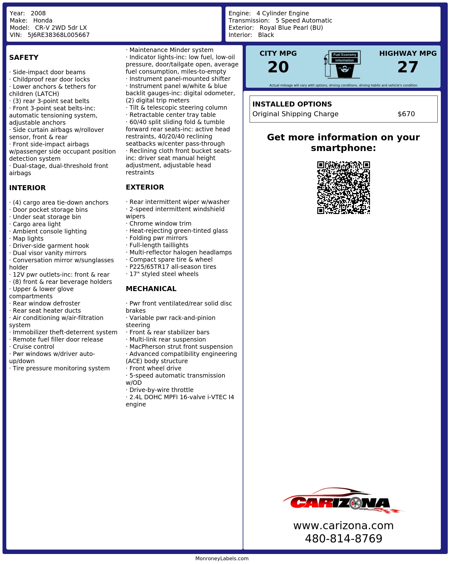 Monroney Label
