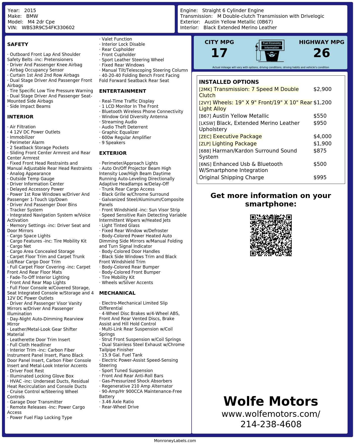 Monroney Label