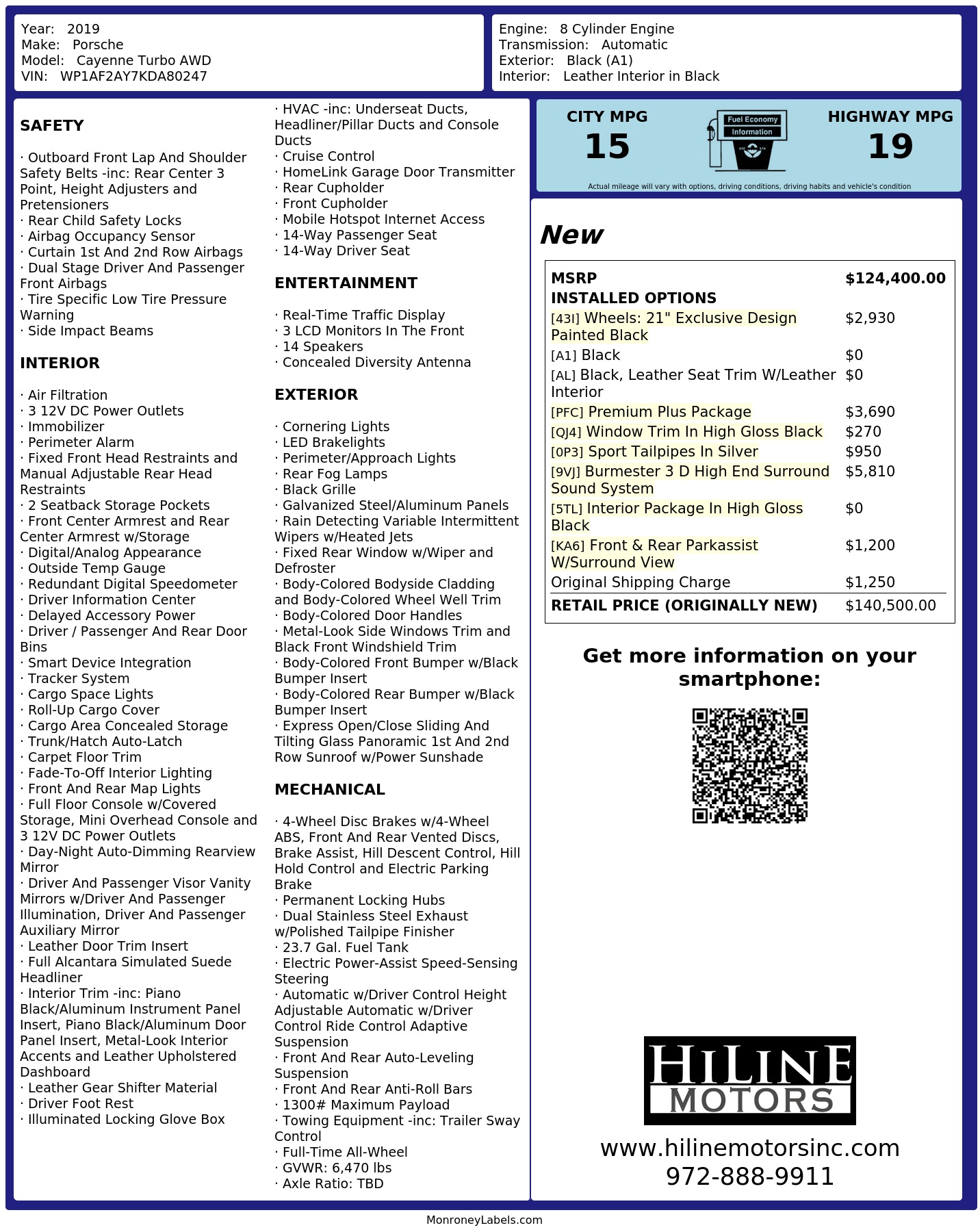 Monroney Label