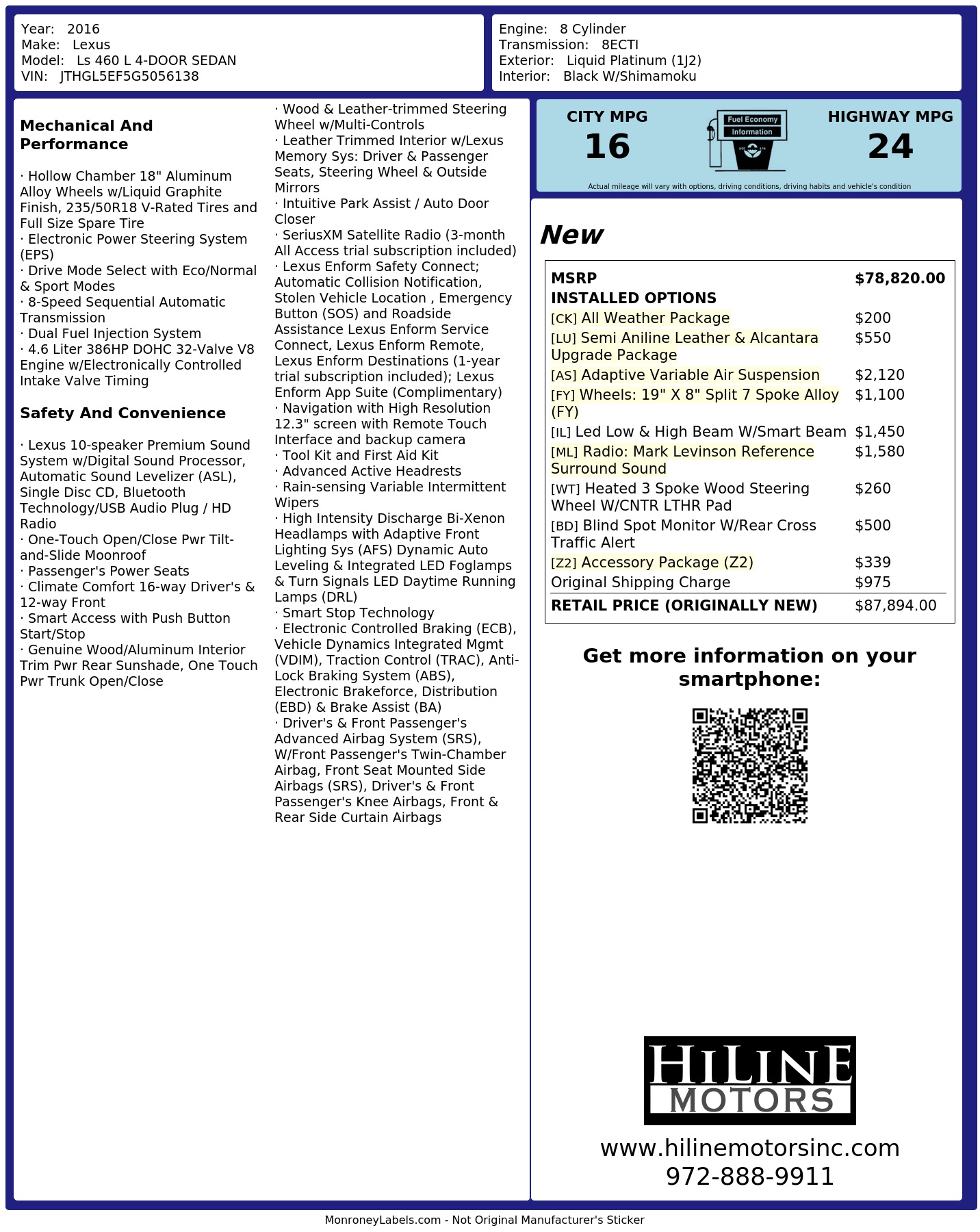 Monroney Label