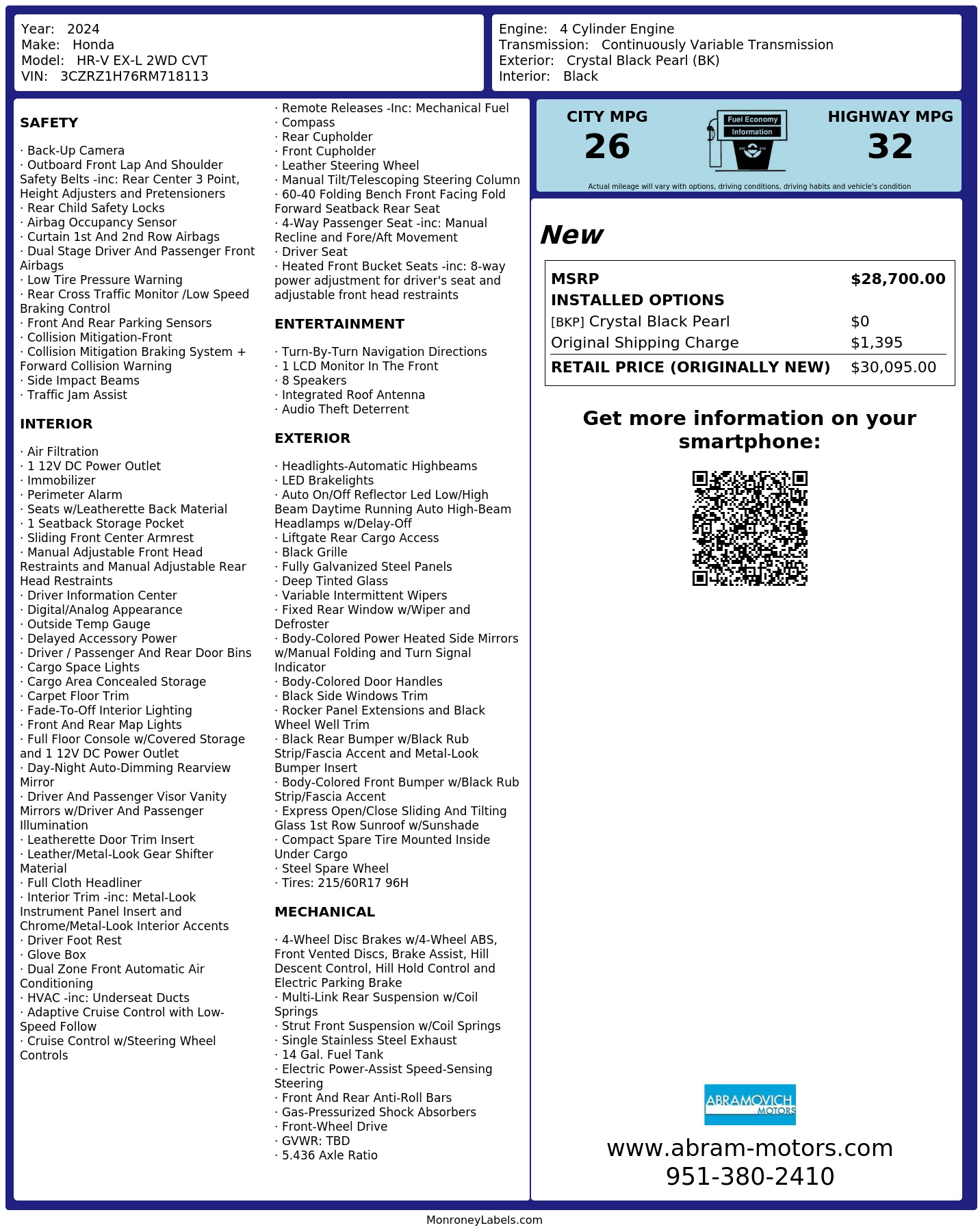 Monroney Label