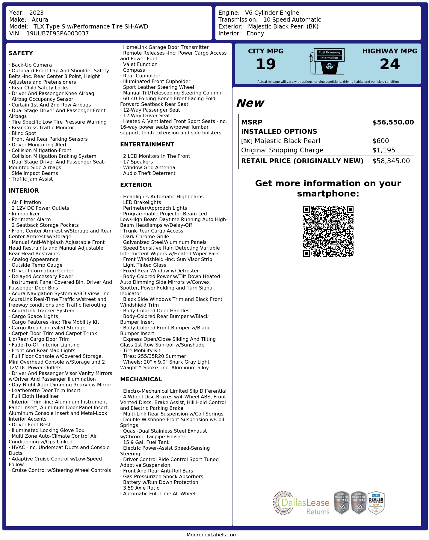 Monroney Label