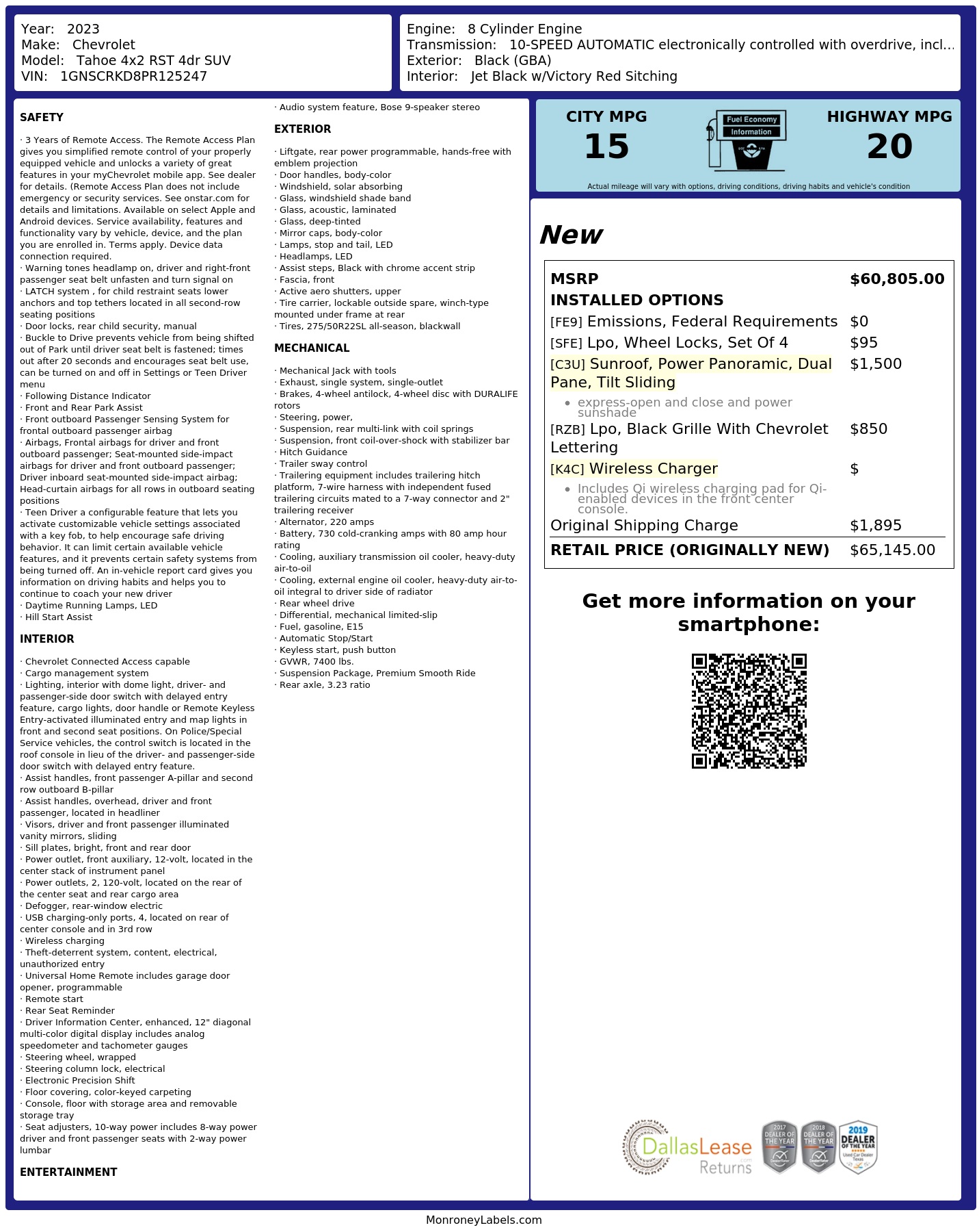 Monroney Label