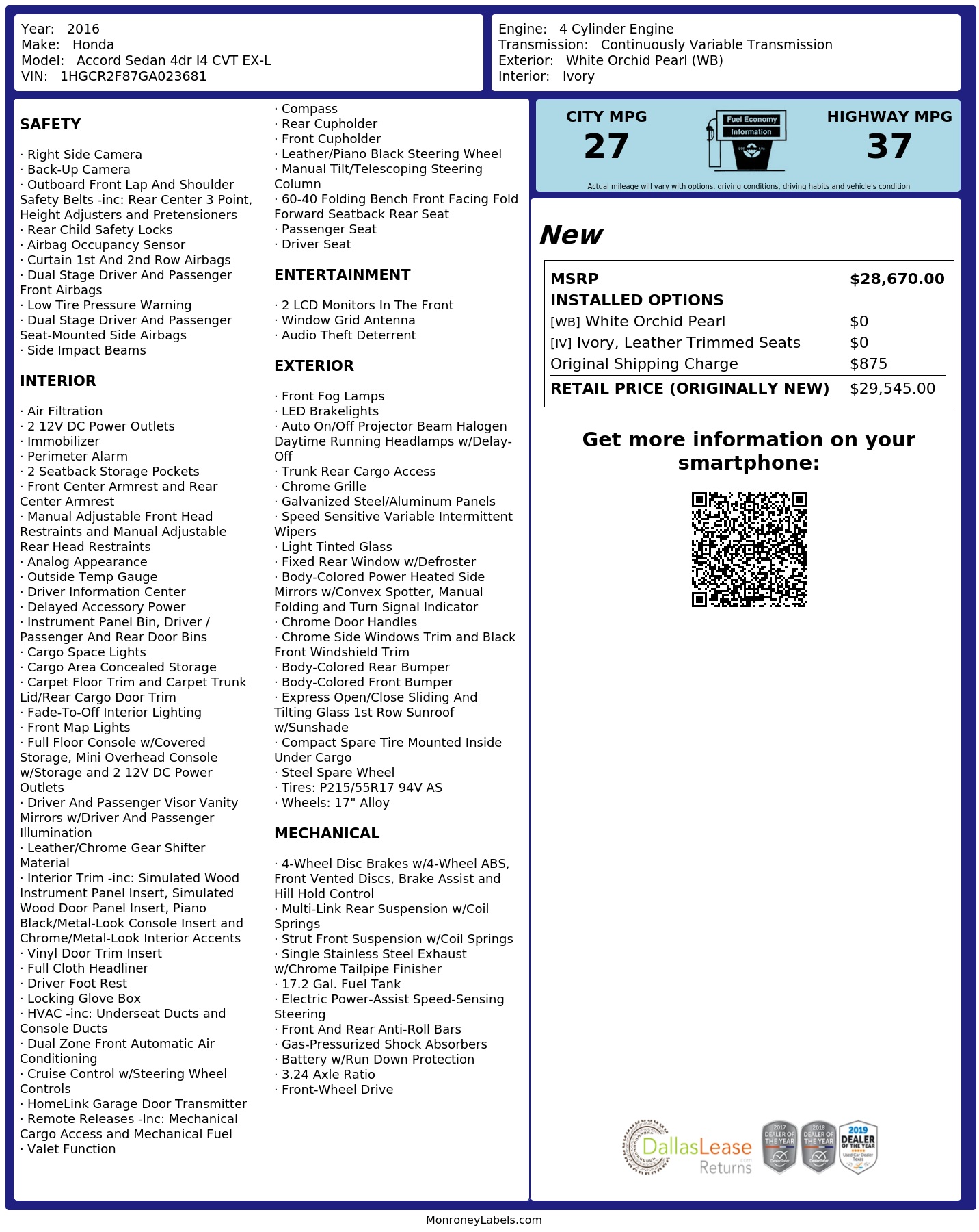 Monroney Label