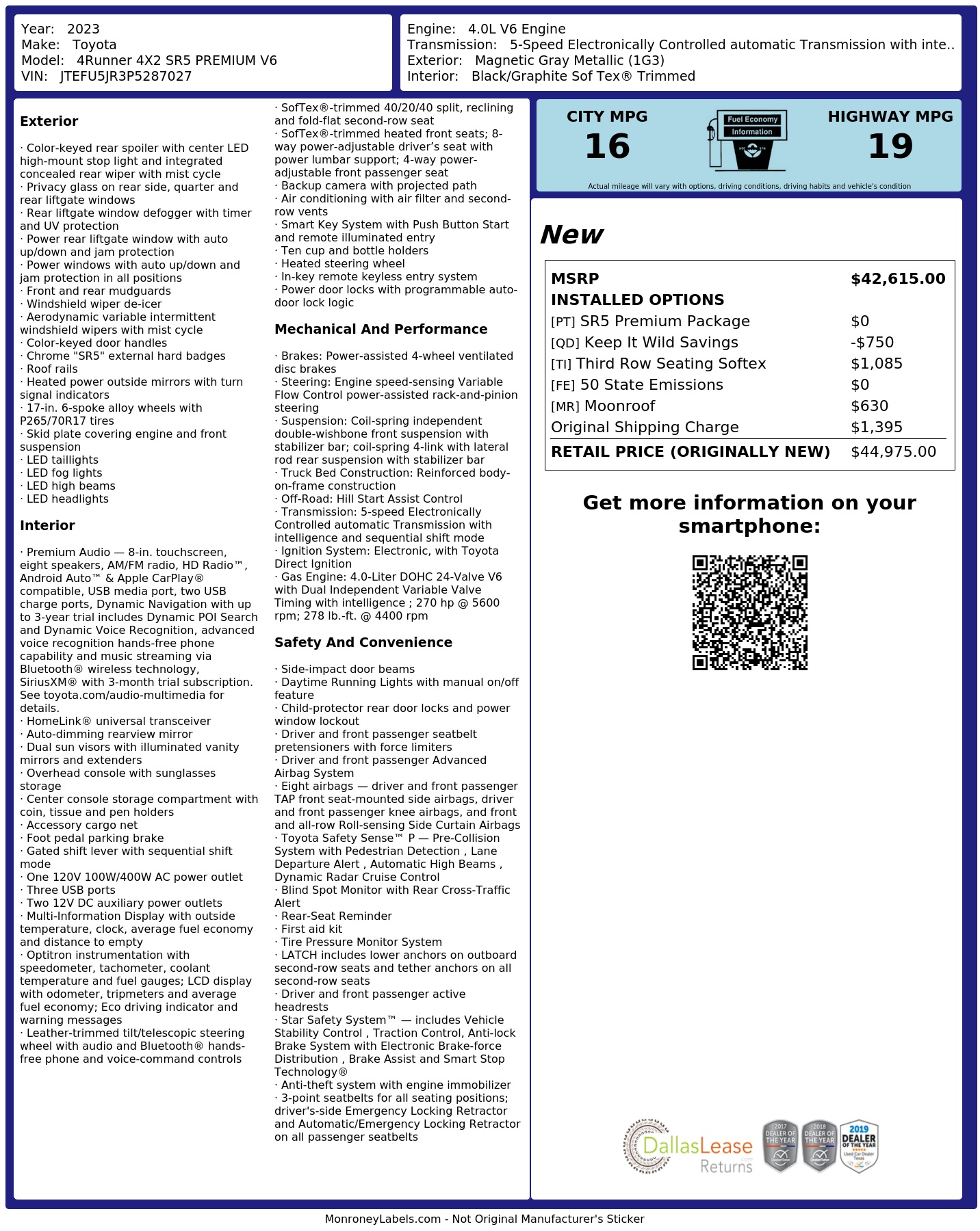 Monroney Label