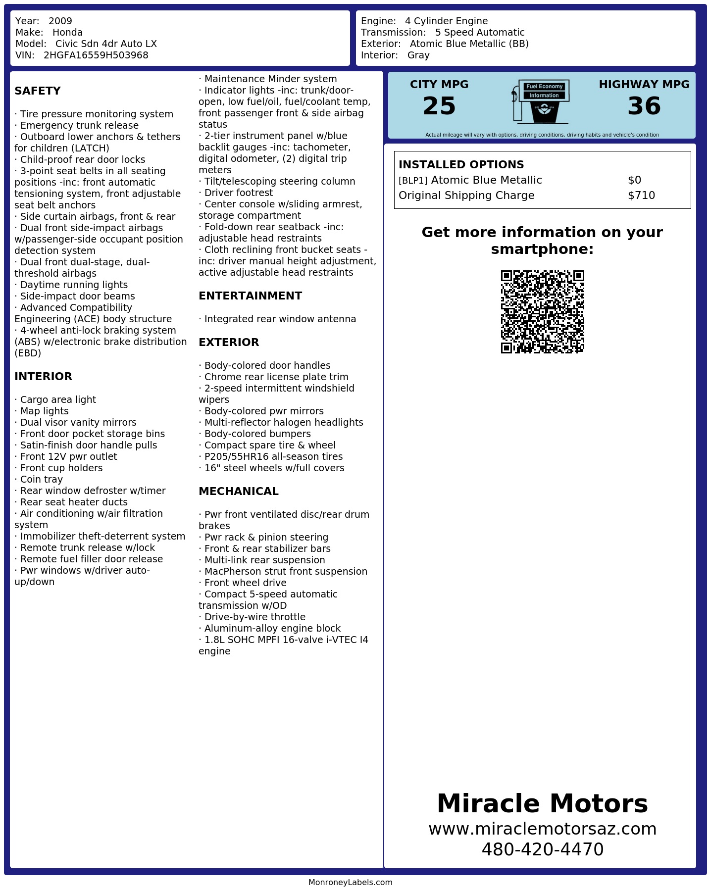 Monroney Label