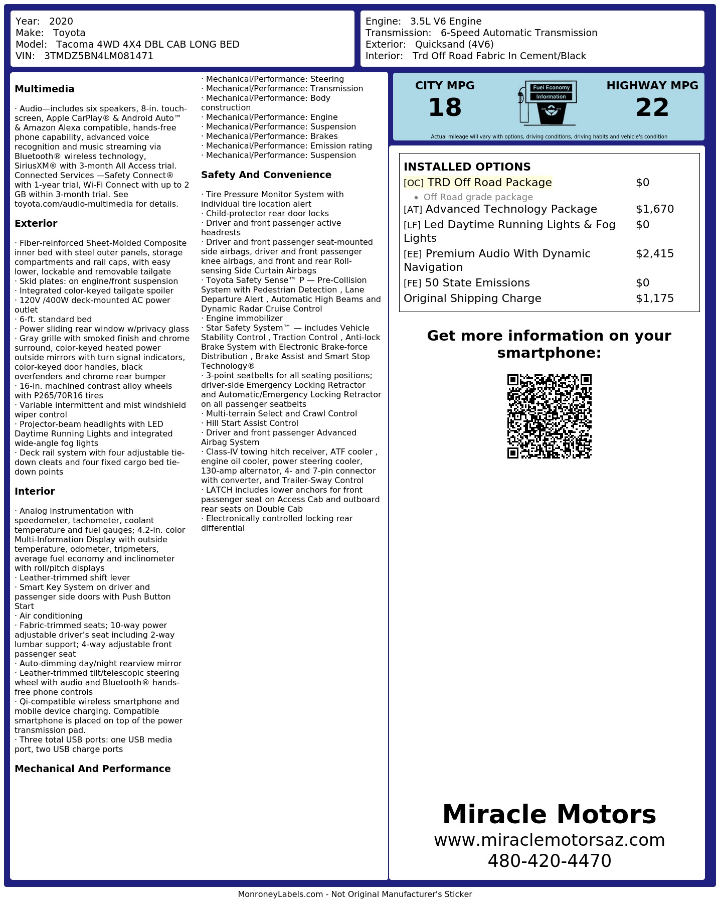 Monroney Label