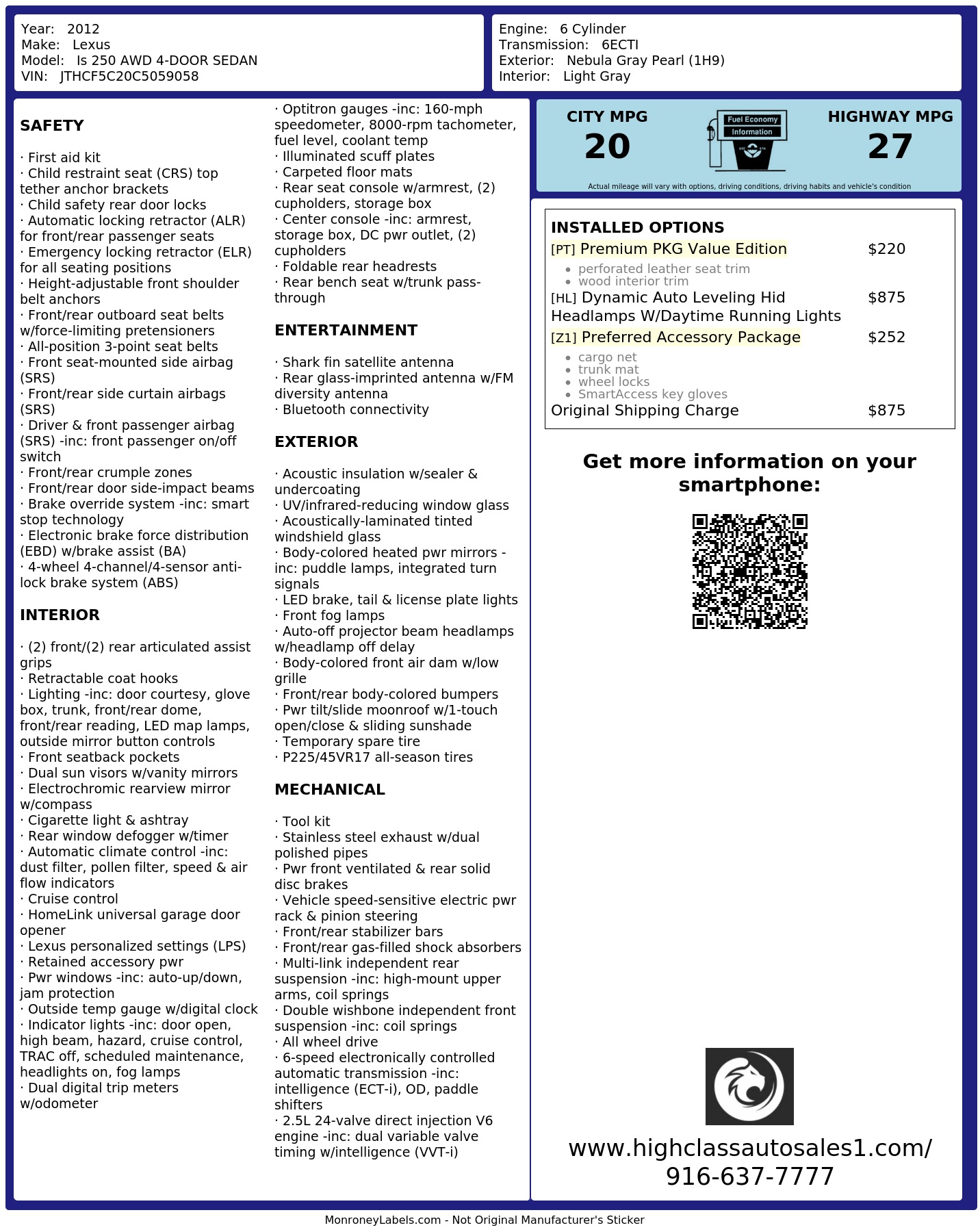 Monroney Label