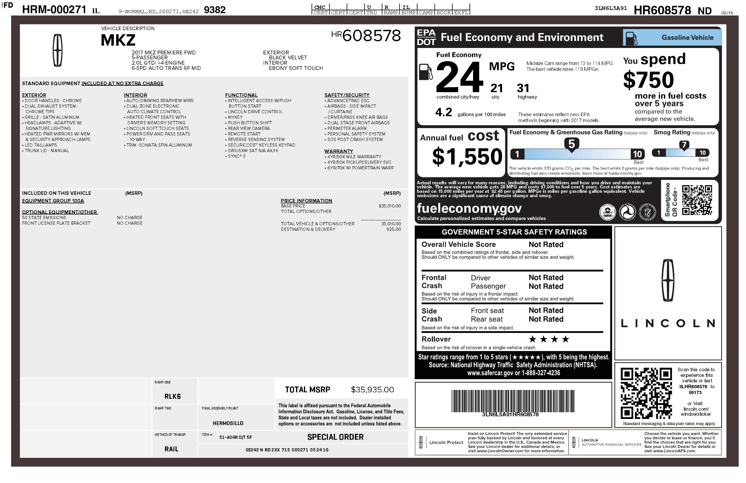Monroney Label