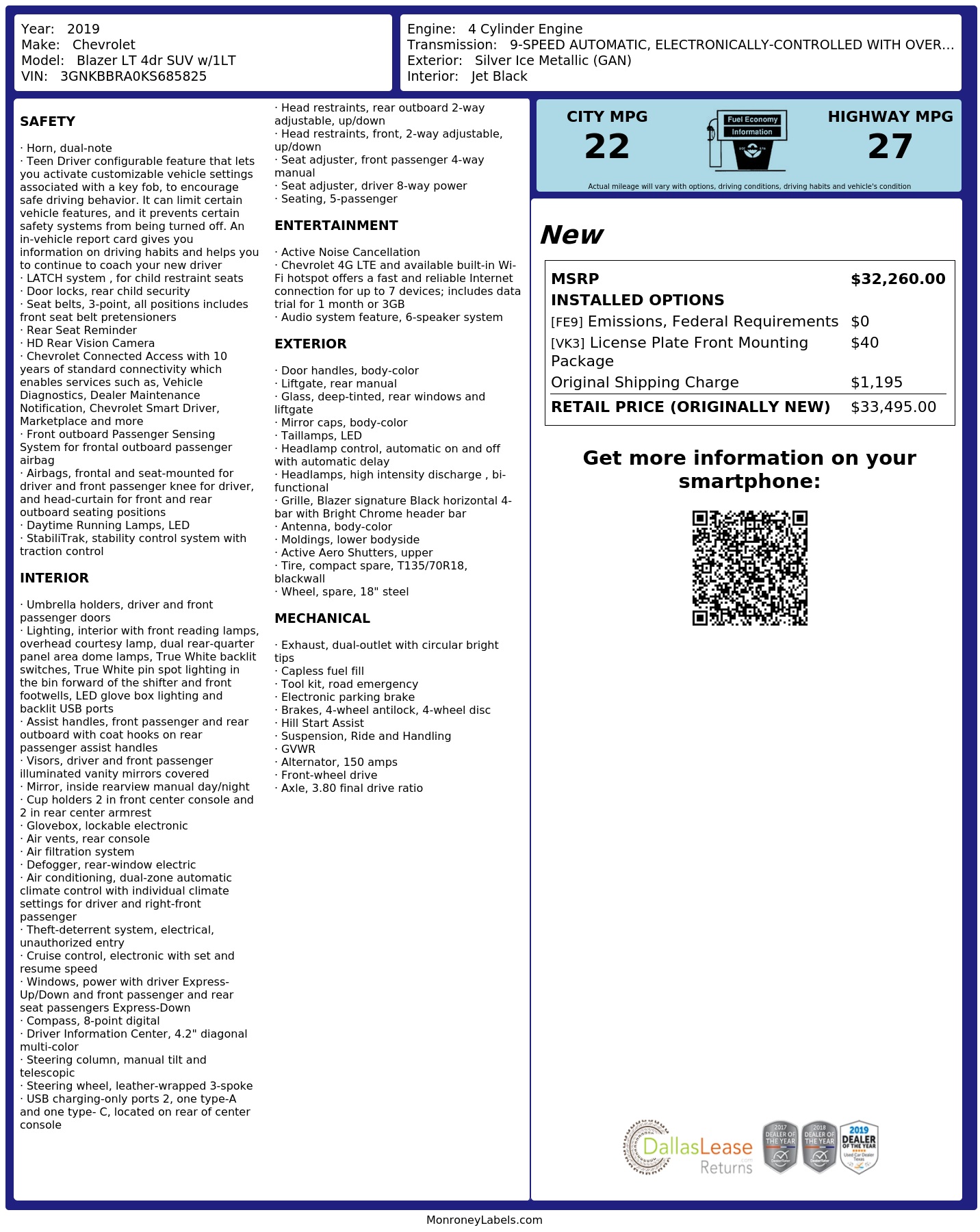 Monroney Label