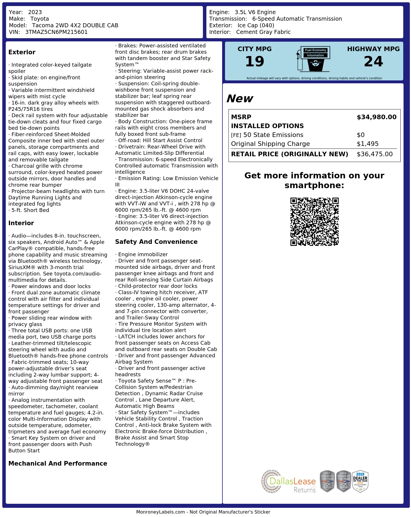Monroney Label