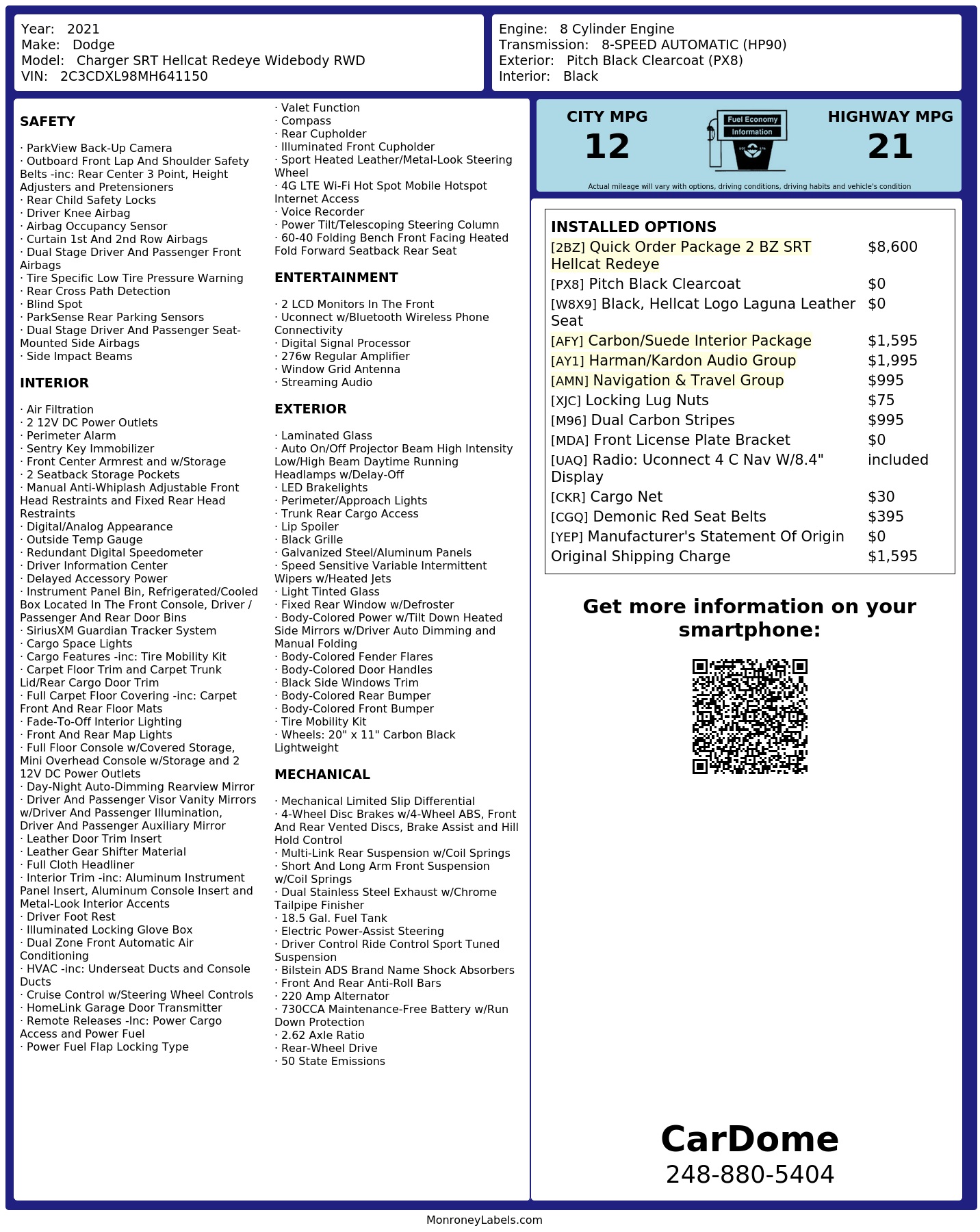 Monroney Label