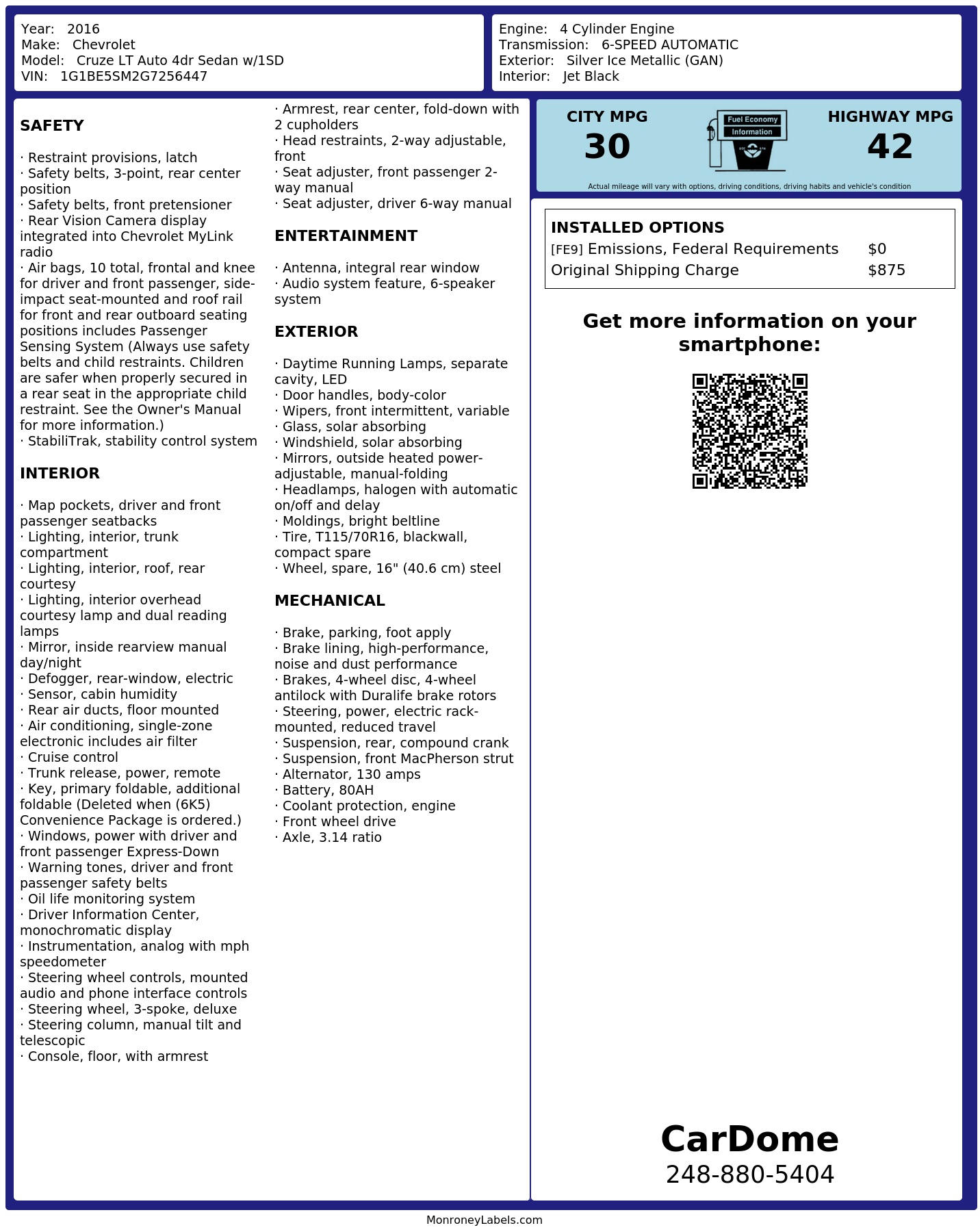 Monroney Label