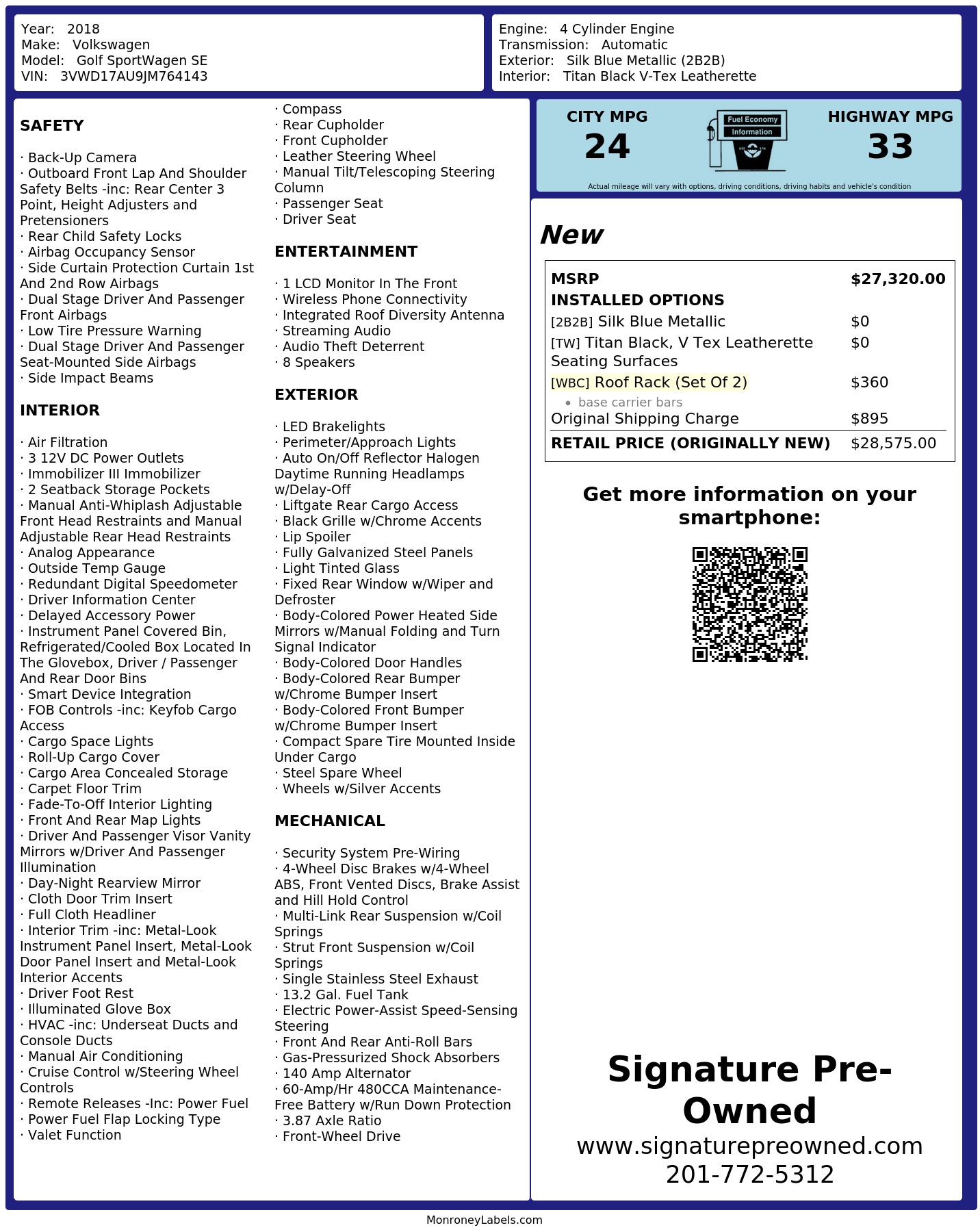Monroney Label
