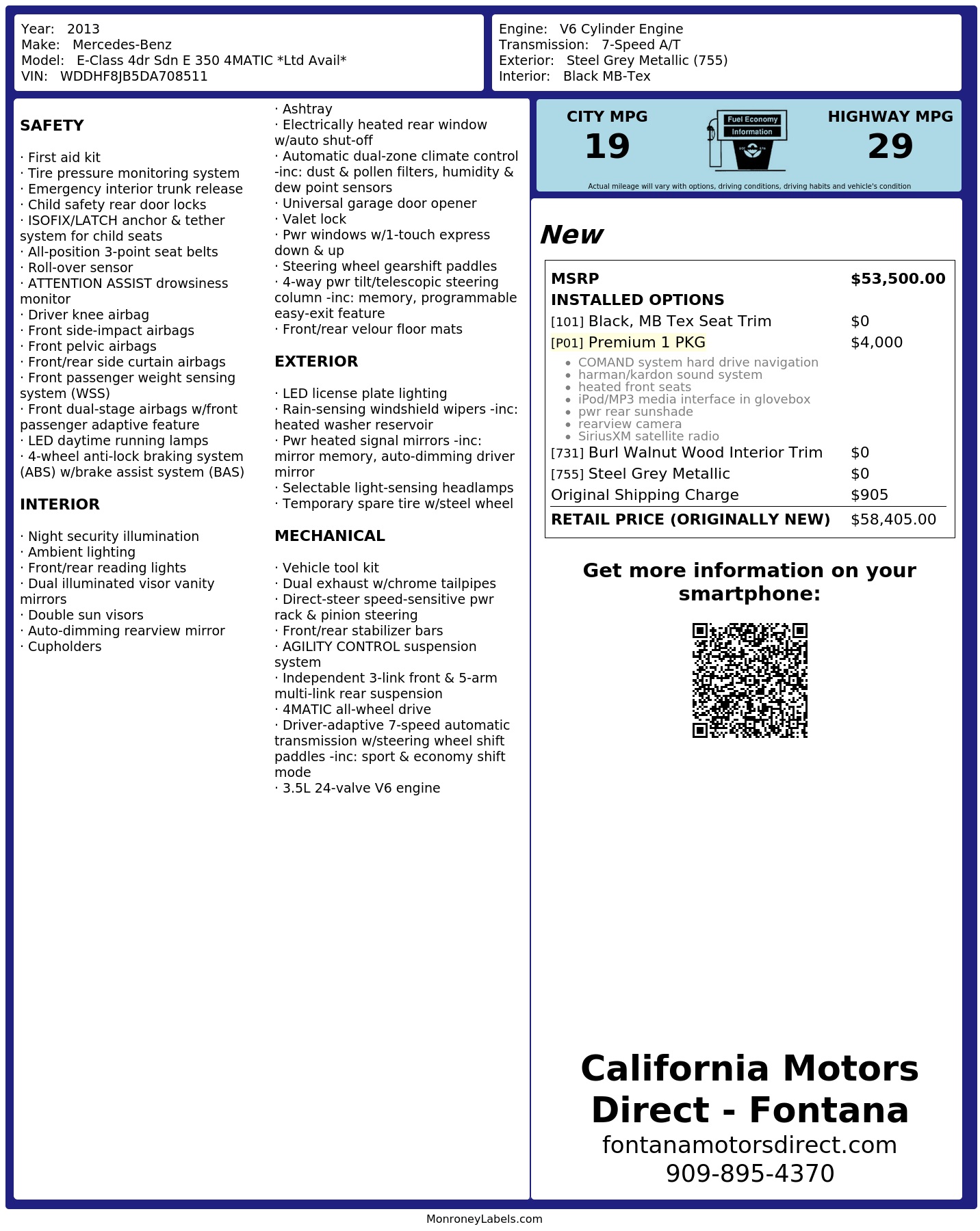 Monroney Label