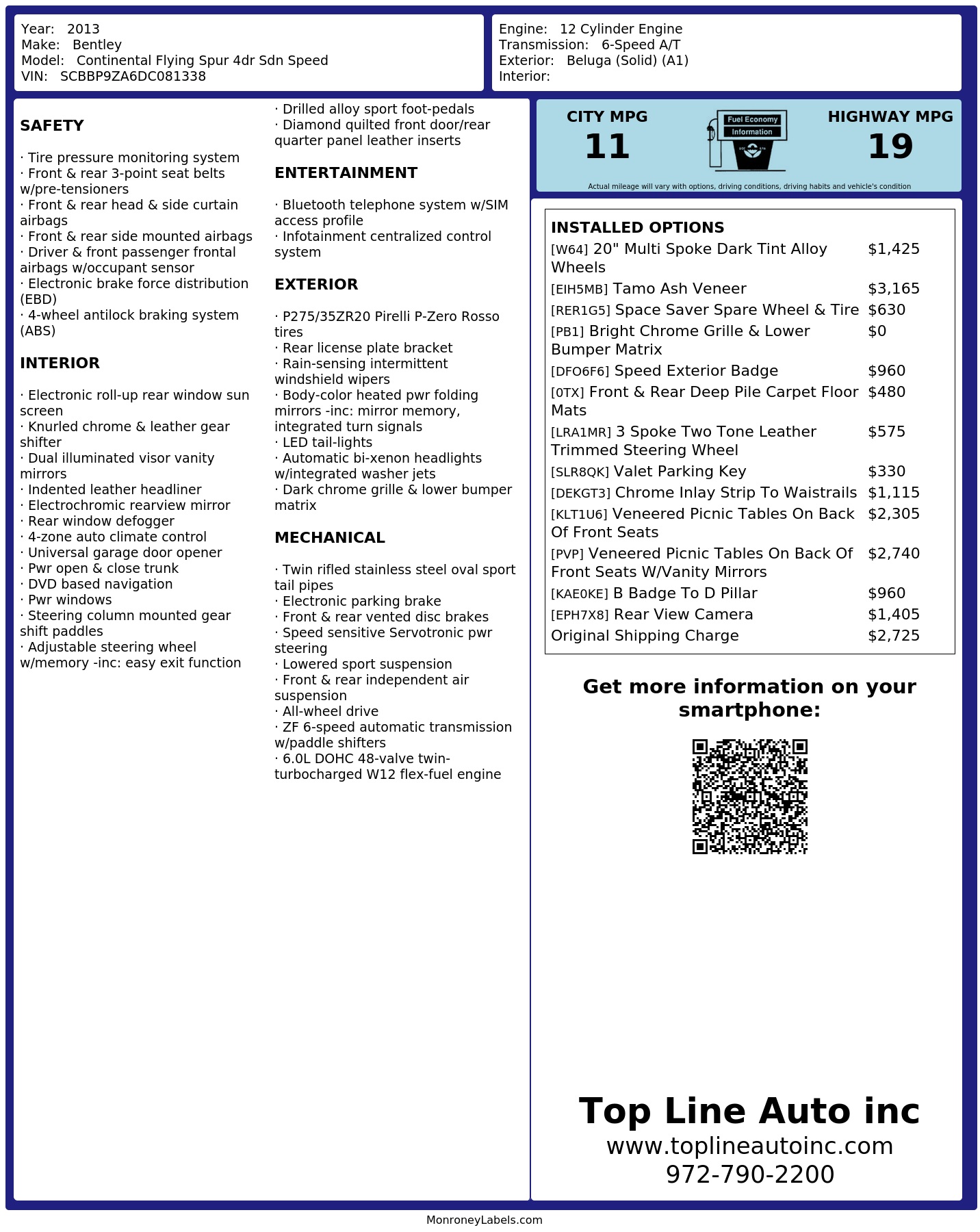 Monroney Label