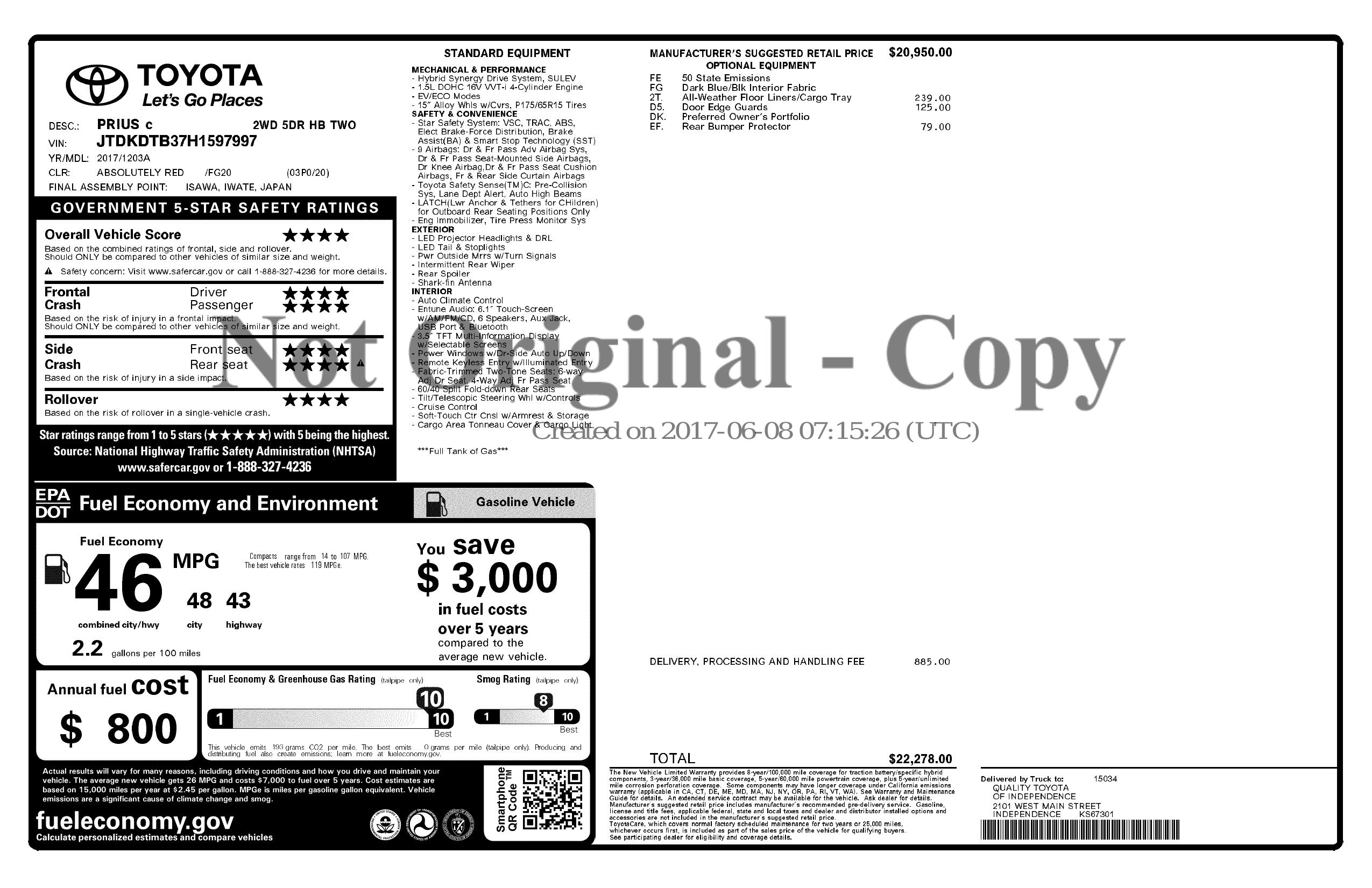 Monroney Label