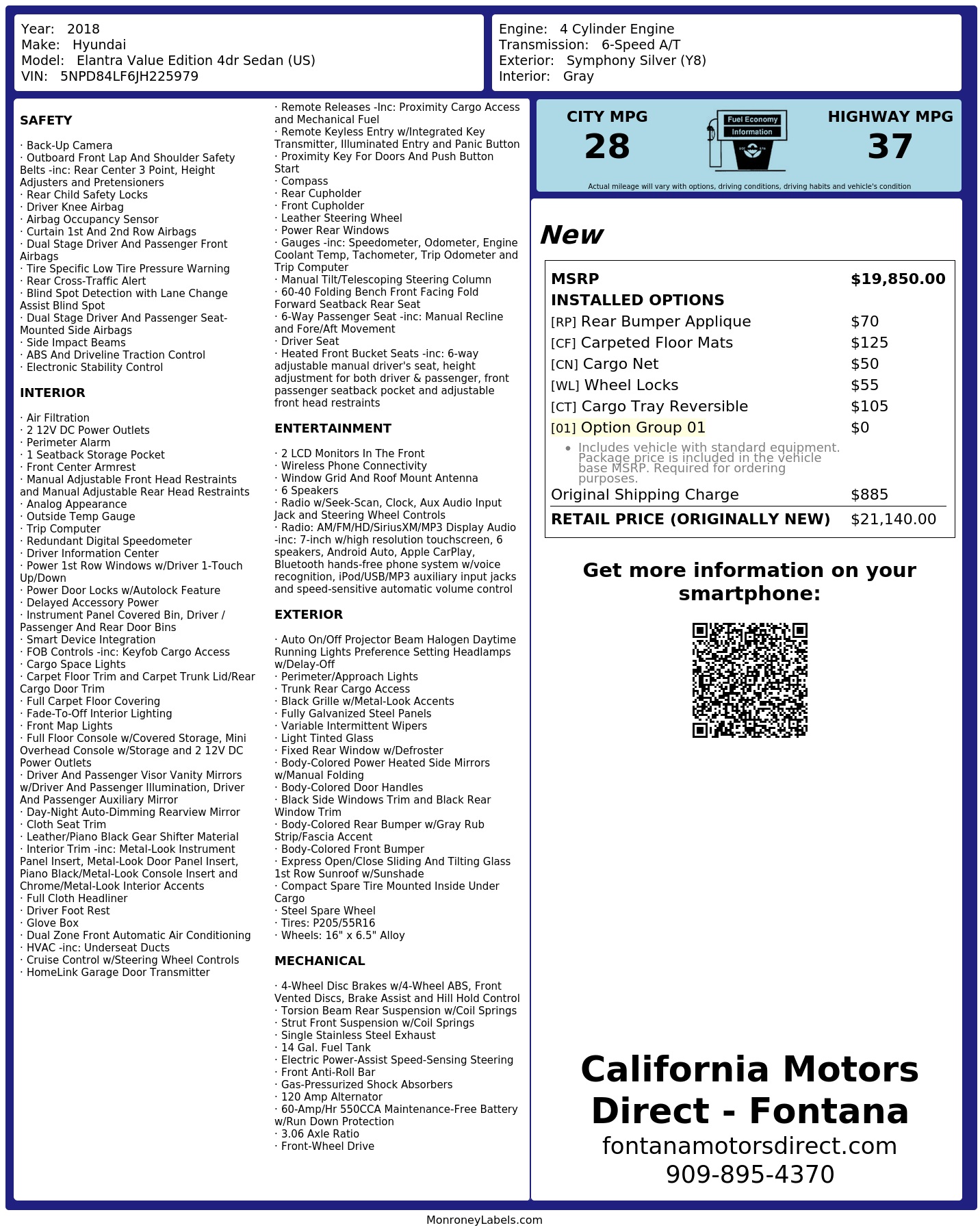 Monroney Label