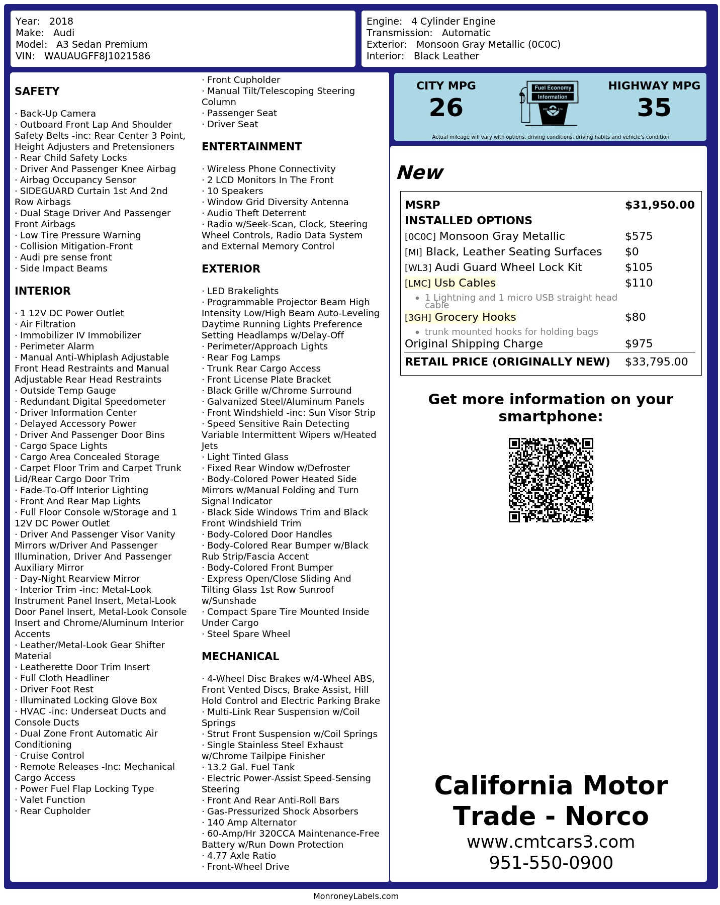 Monroney Label