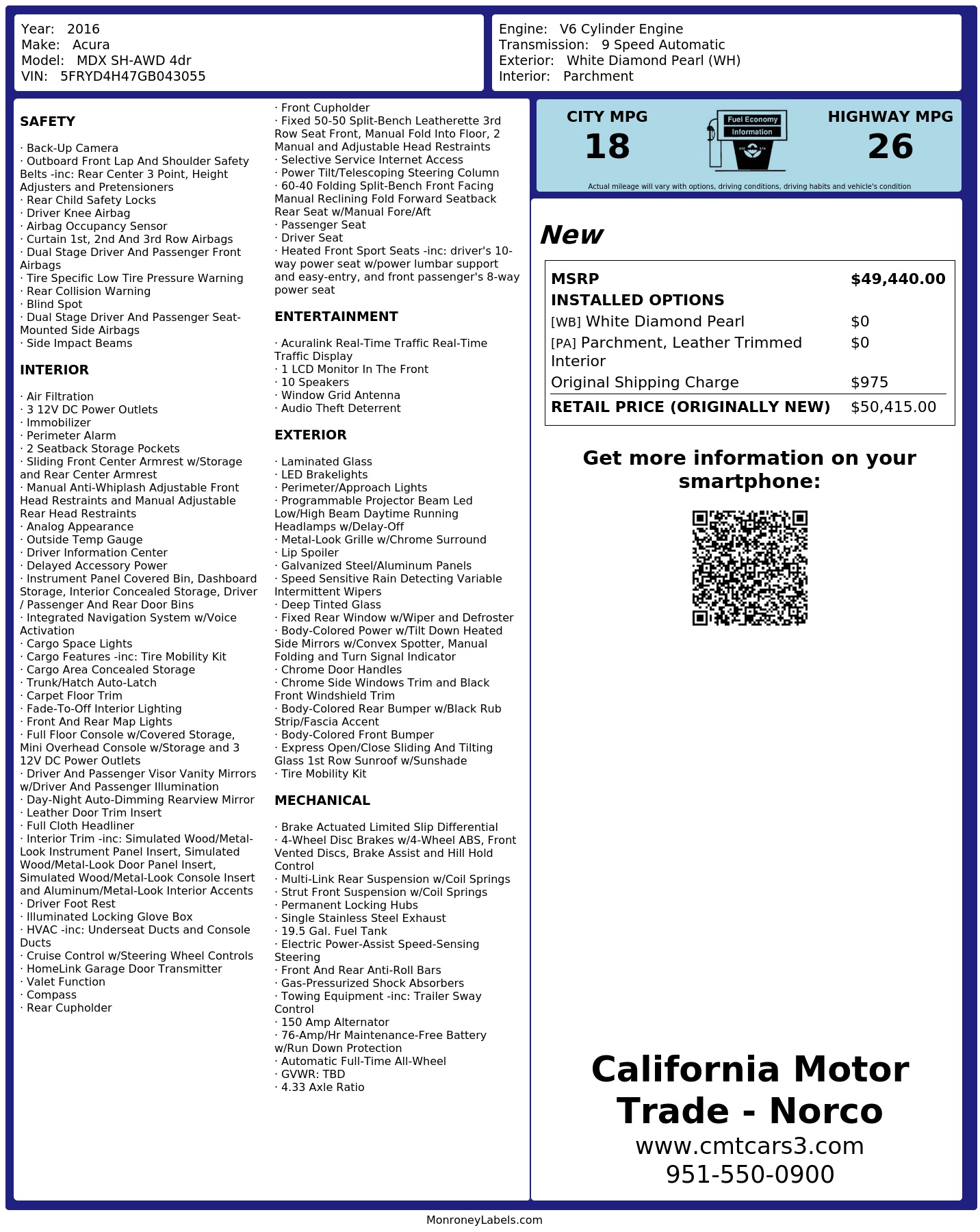 Monroney Label