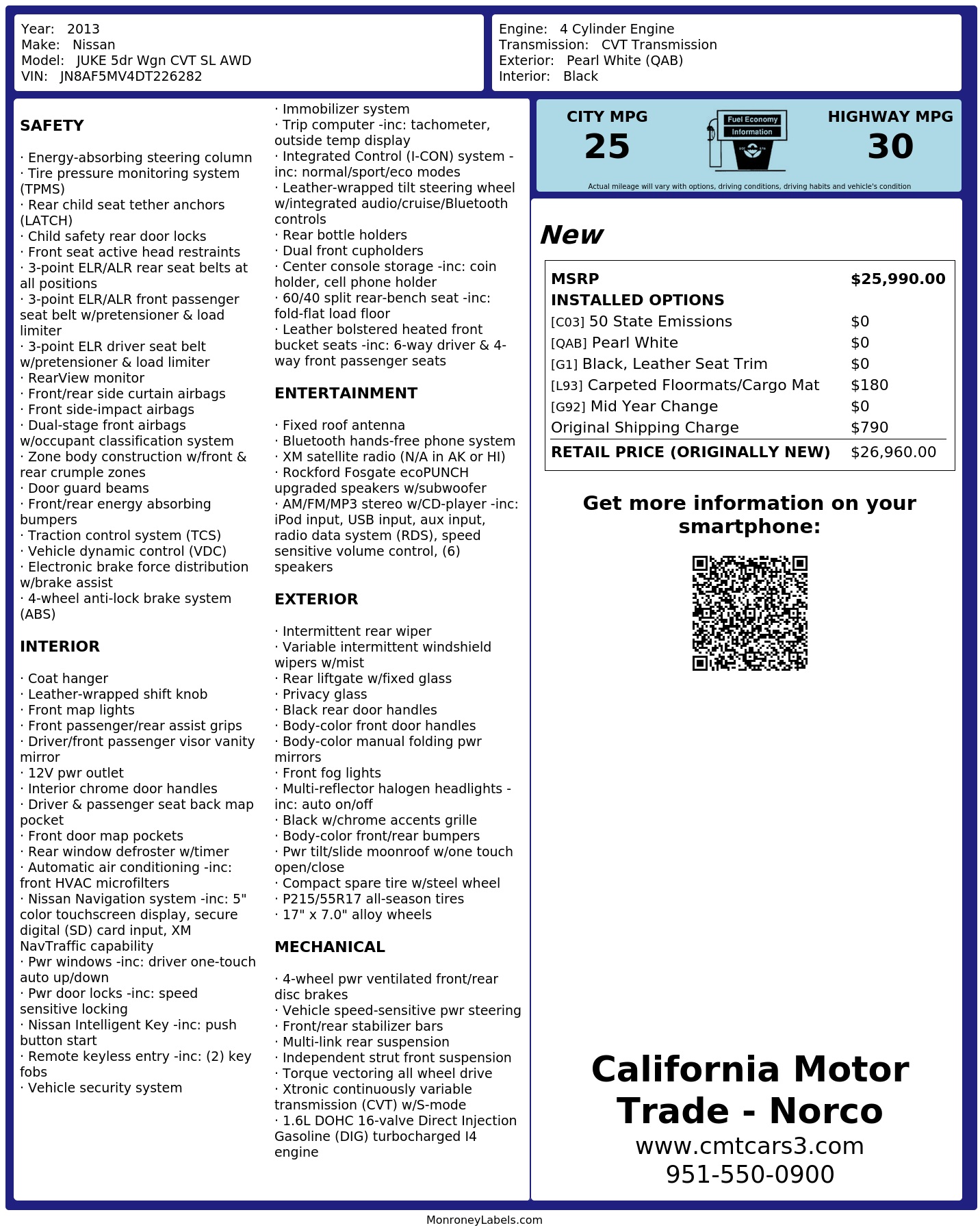 Monroney Label