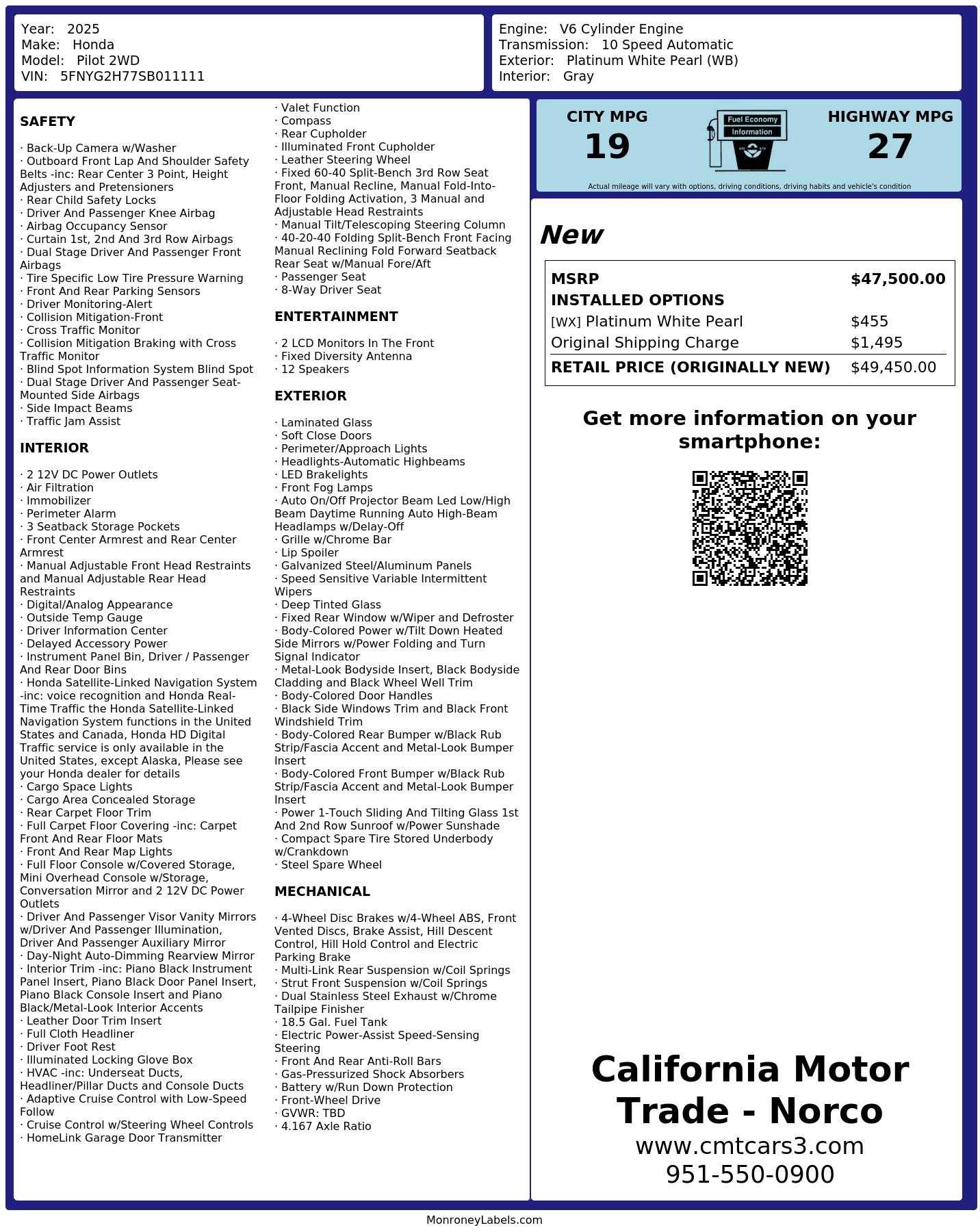 Monroney Label