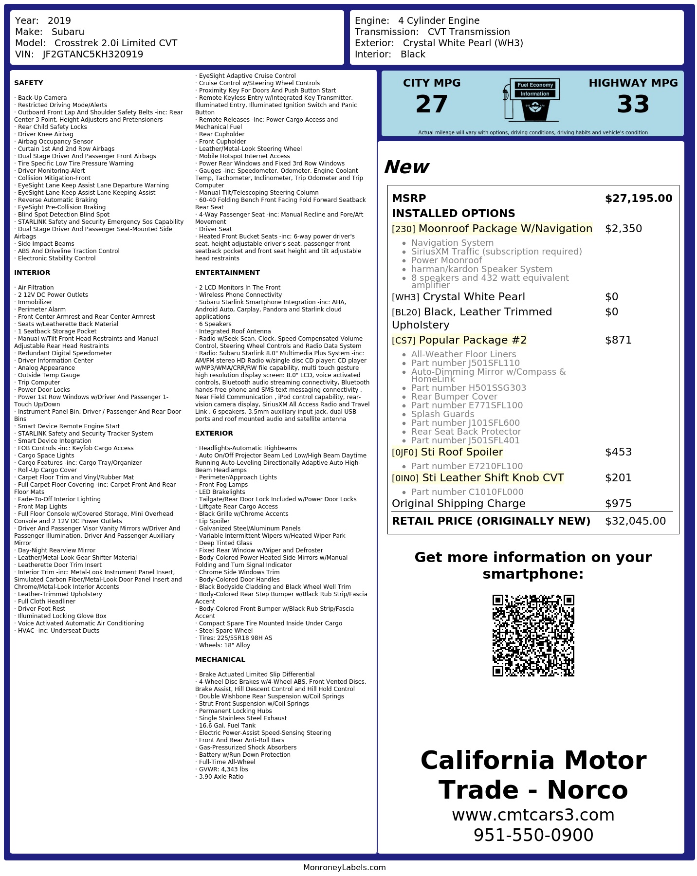 Monroney Label