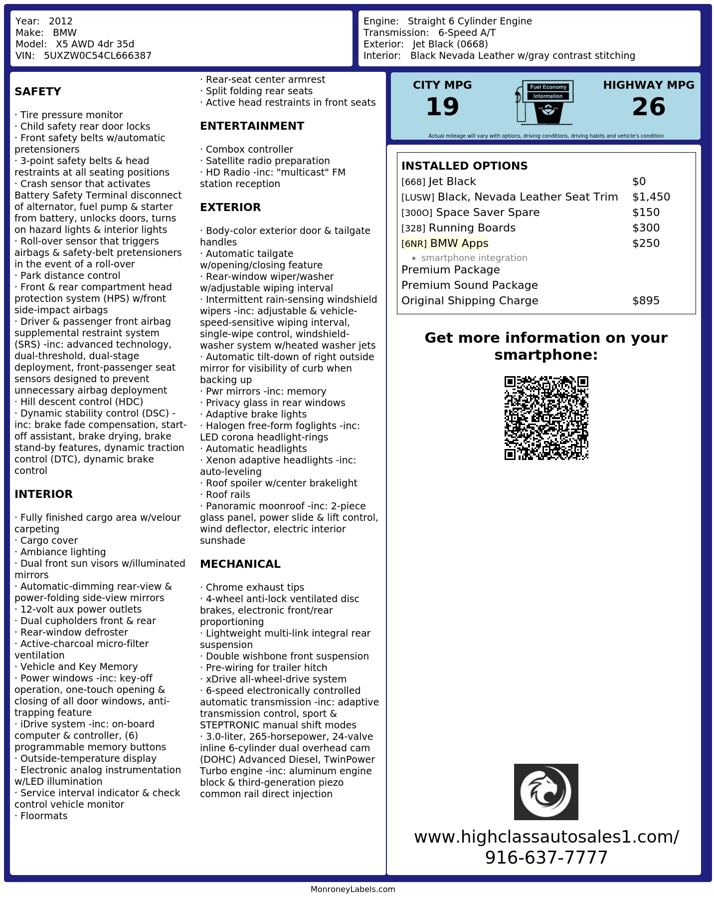 Monroney Label