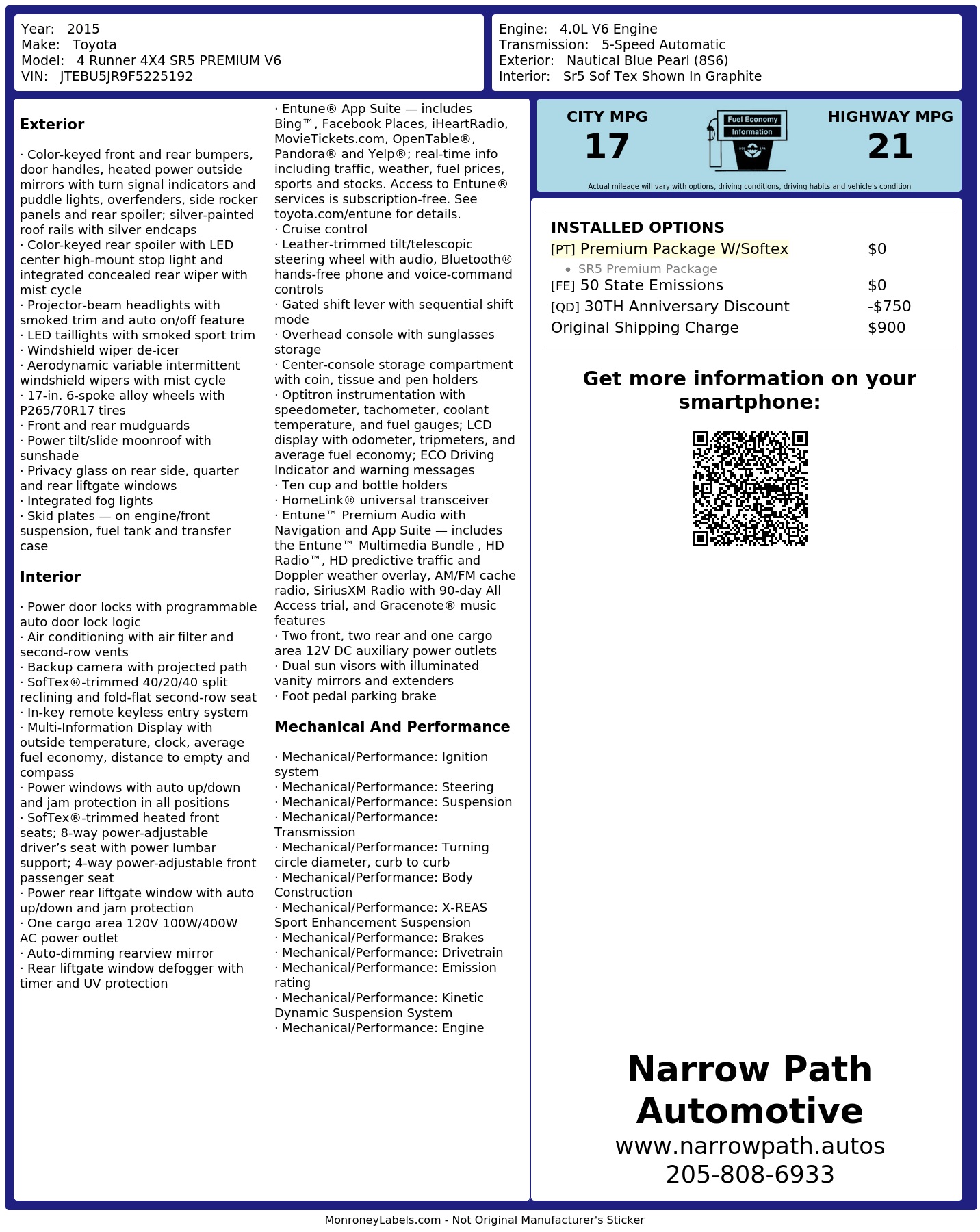 Monroney Label