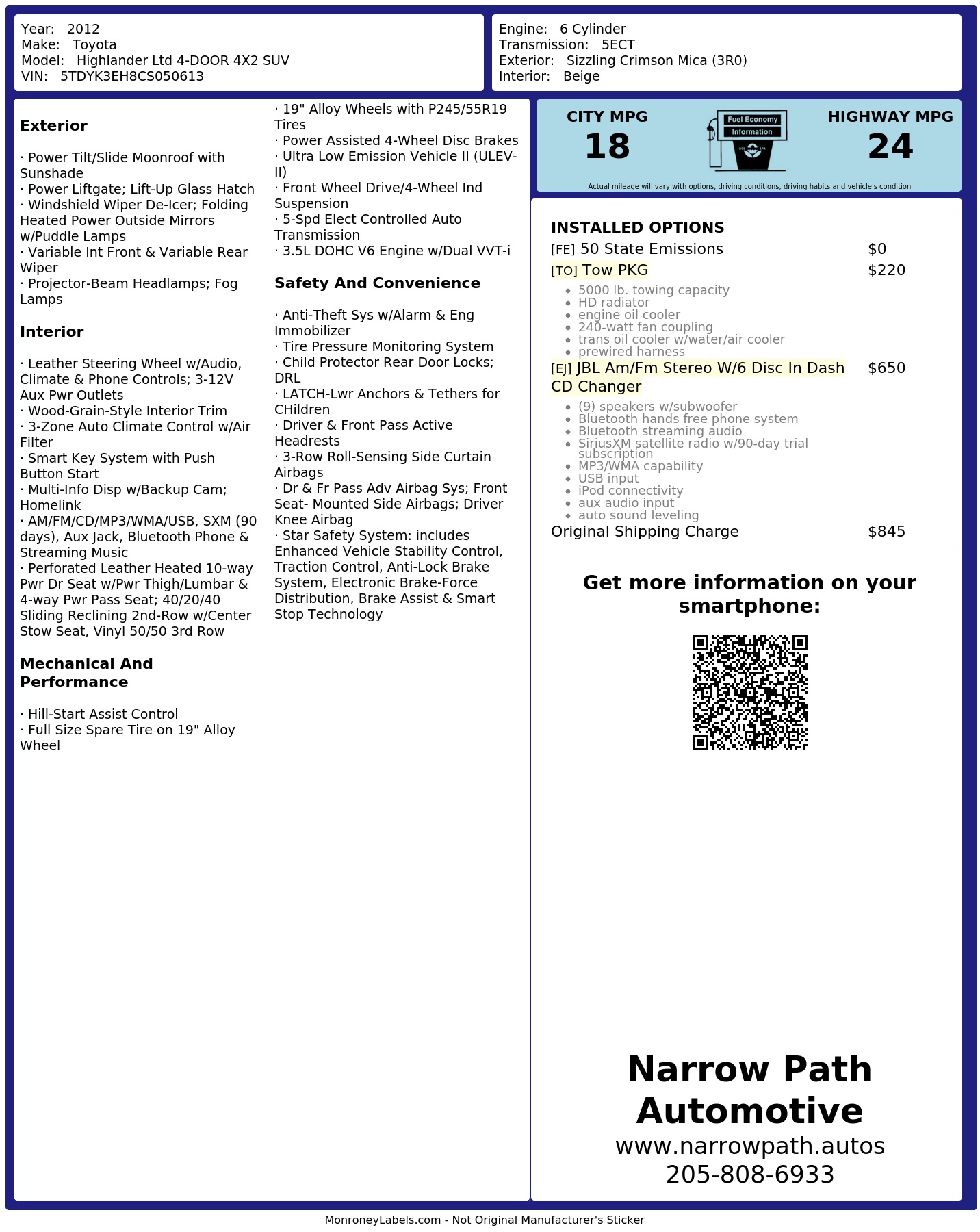 Monroney Label