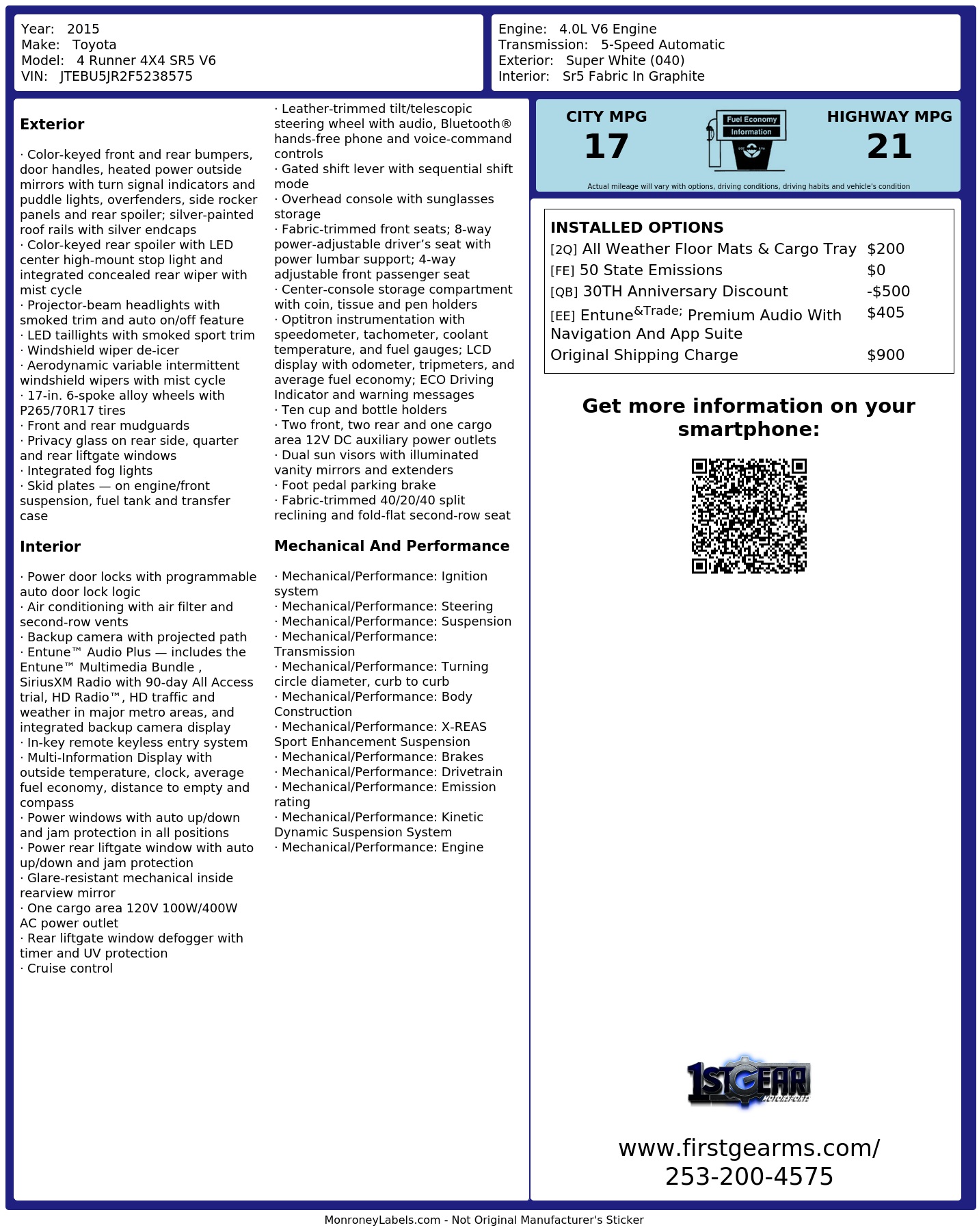 Monroney Label