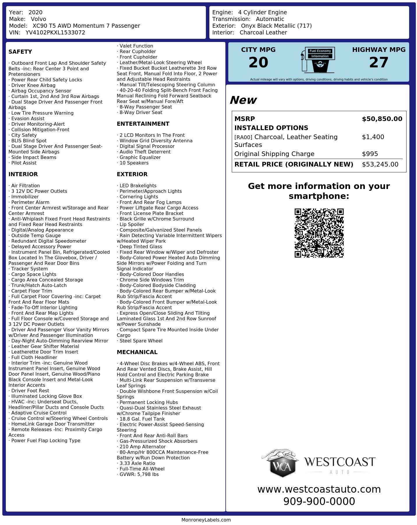 Monroney Label