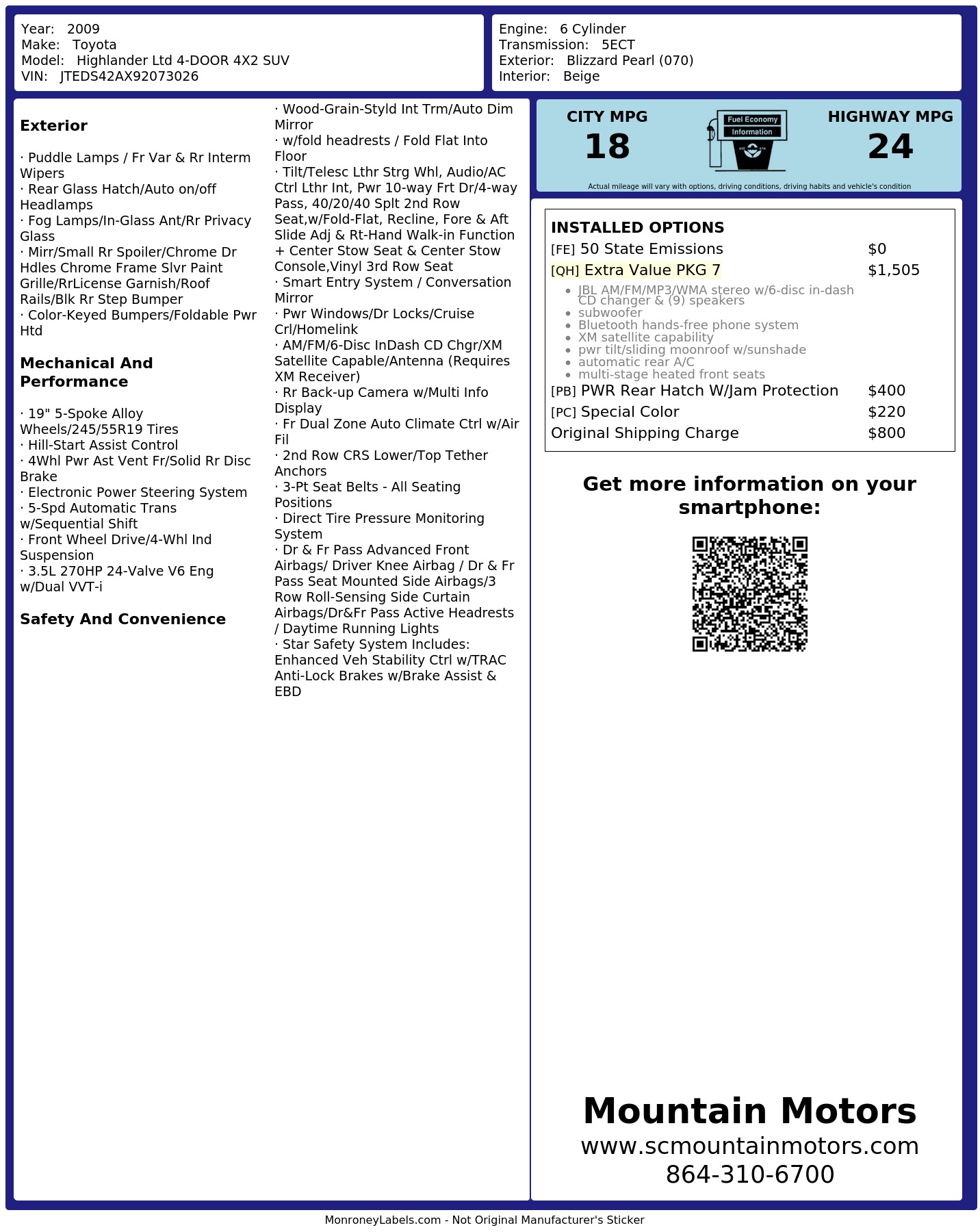 Monroney Label
