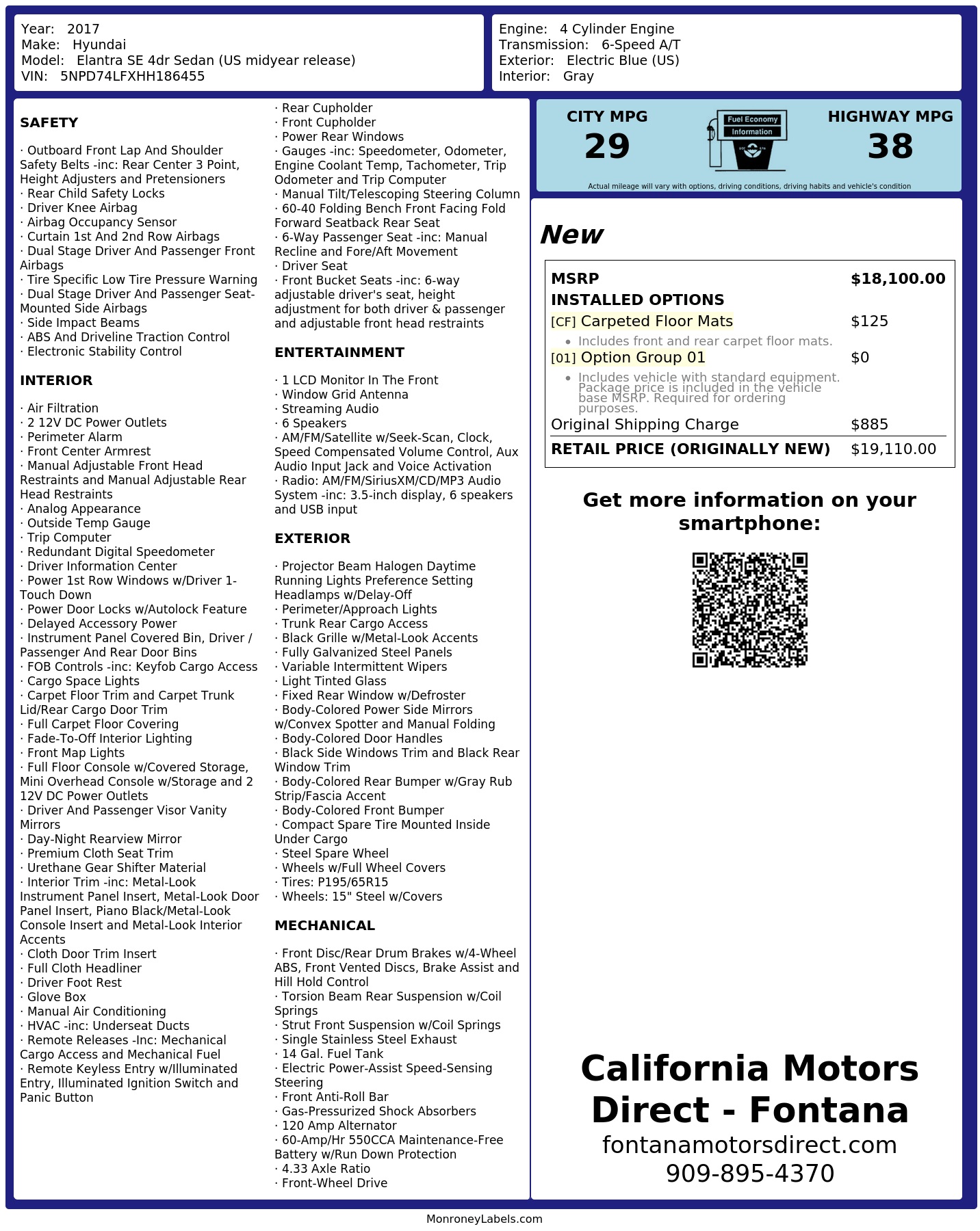 Monroney Label