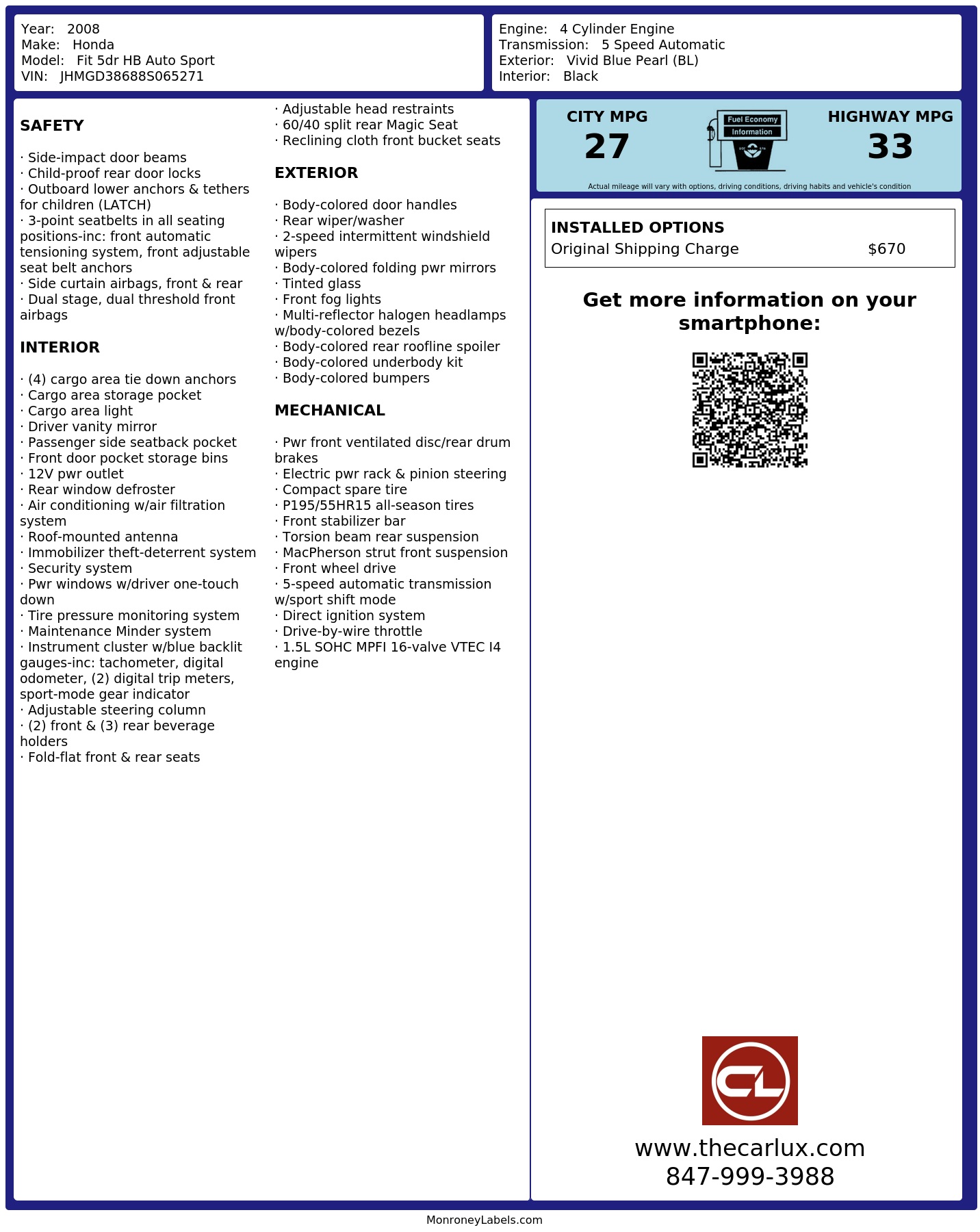 Monroney Label