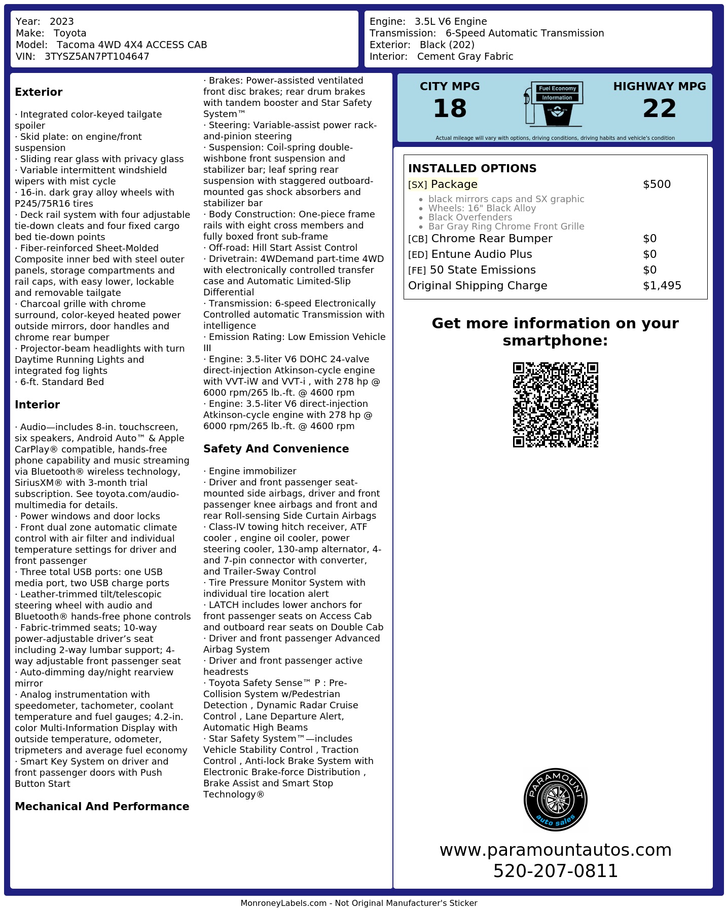 Monroney Label