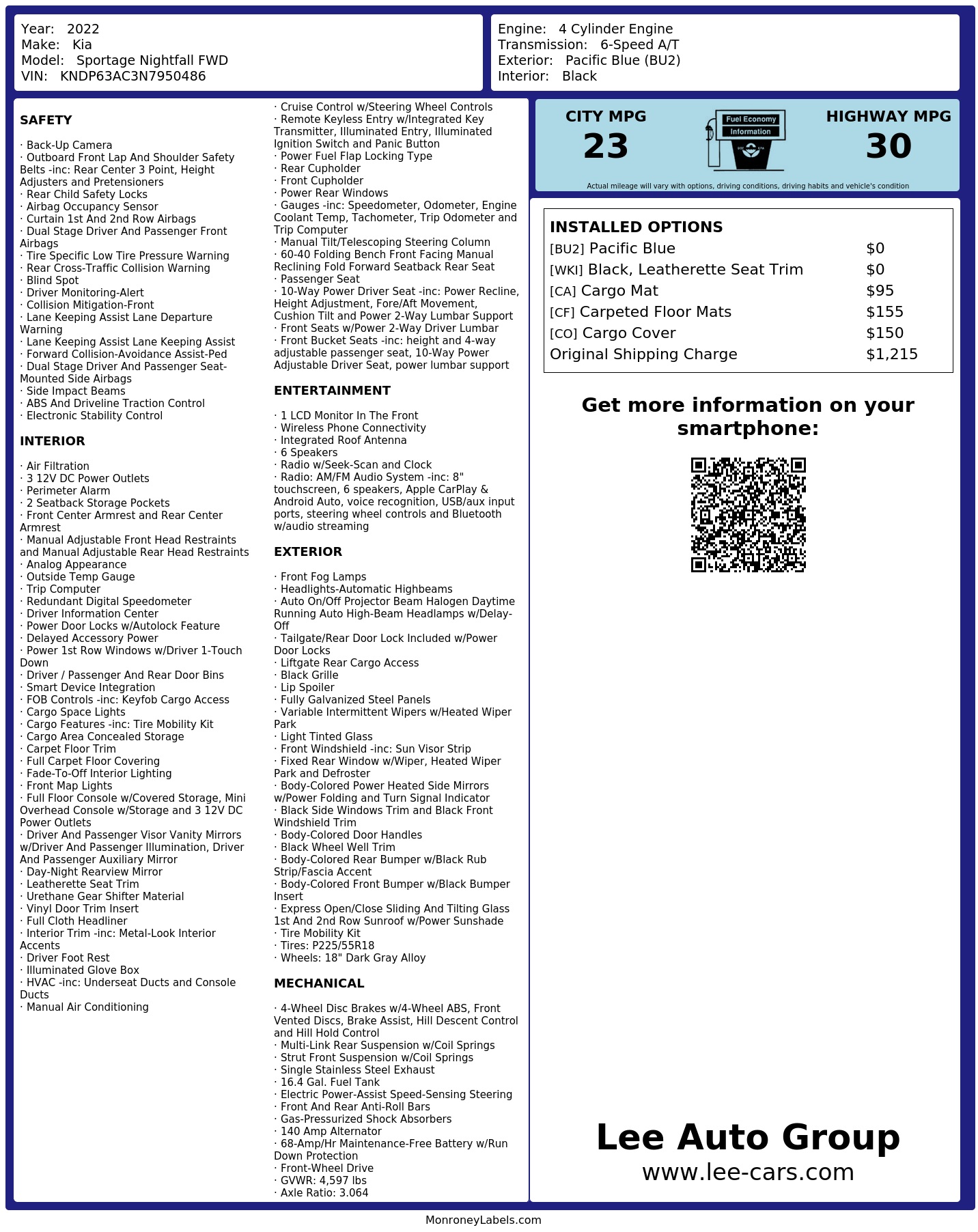 Monroney Label