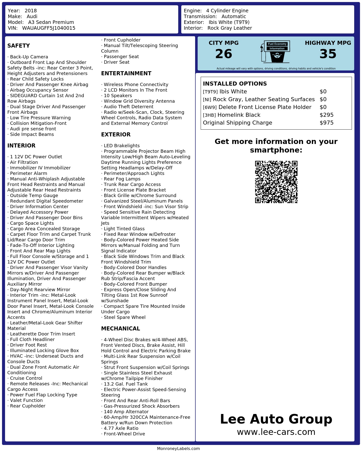 Monroney Label