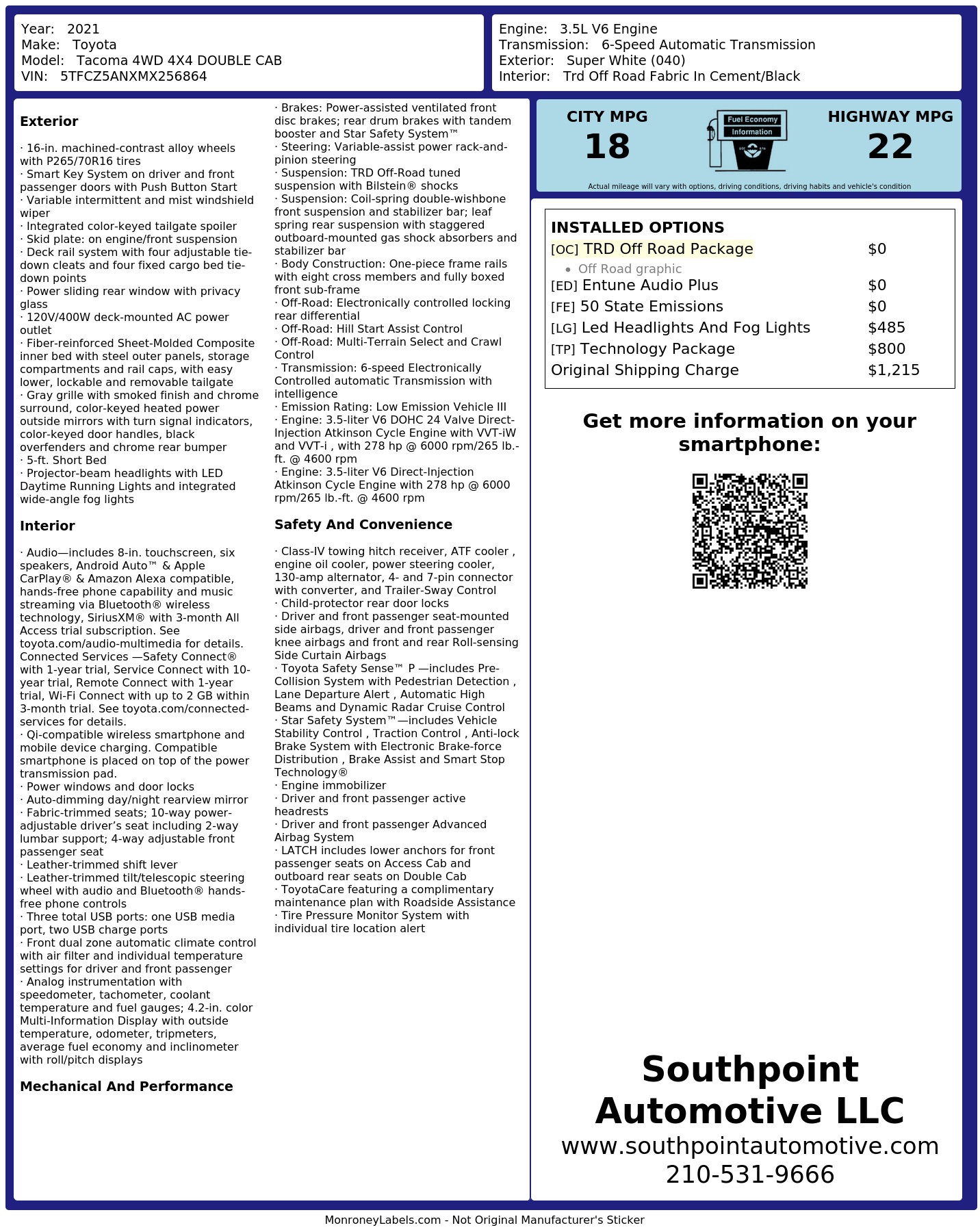 Monroney Label