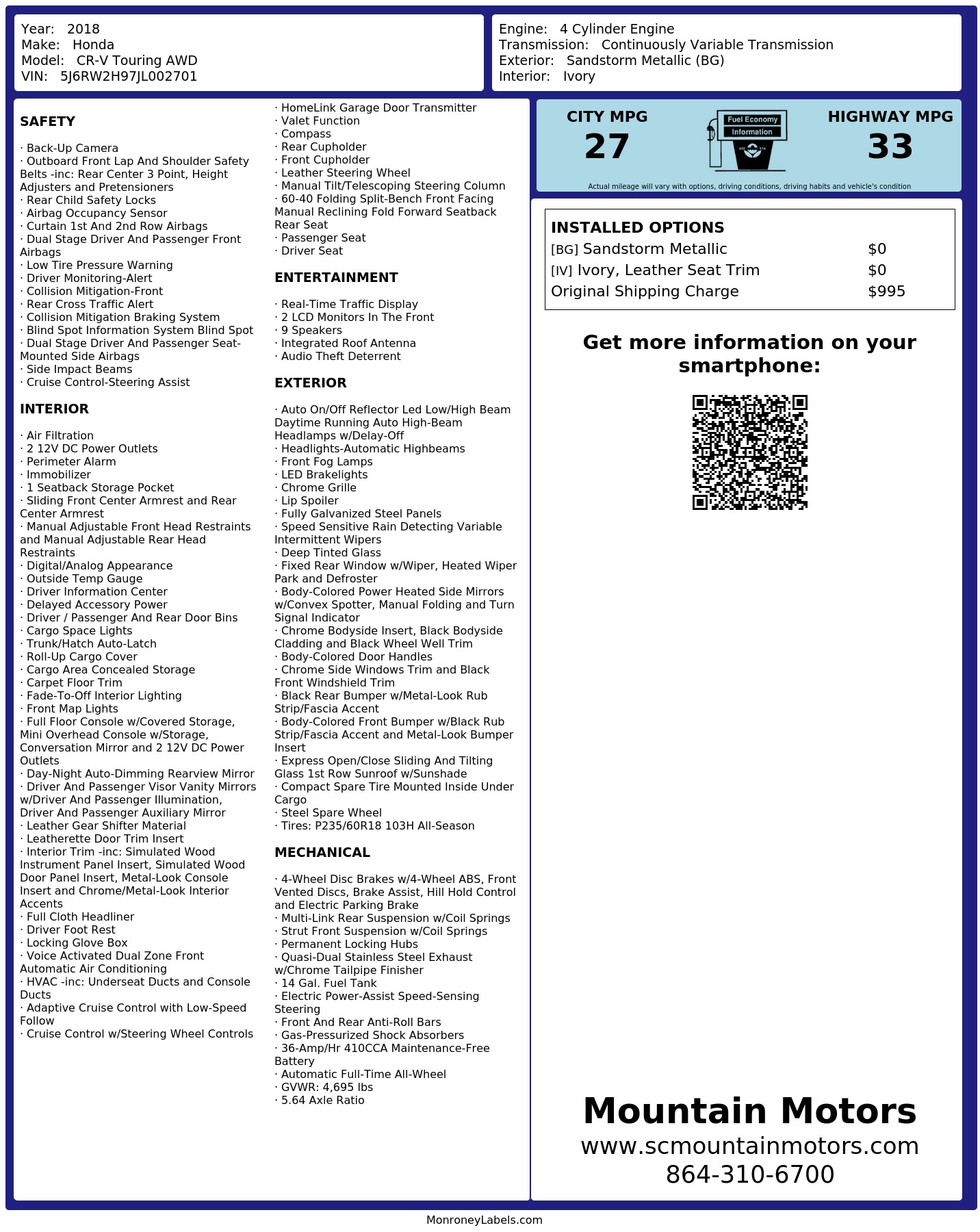 Monroney Label