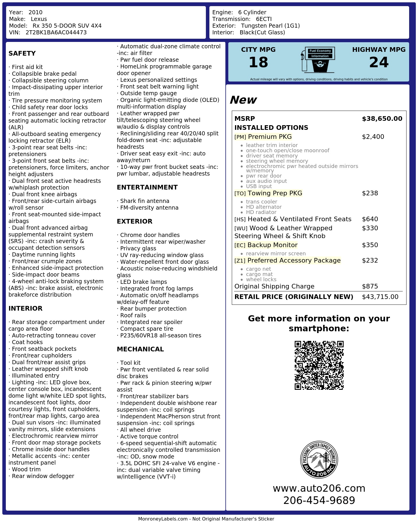 Monroney Label