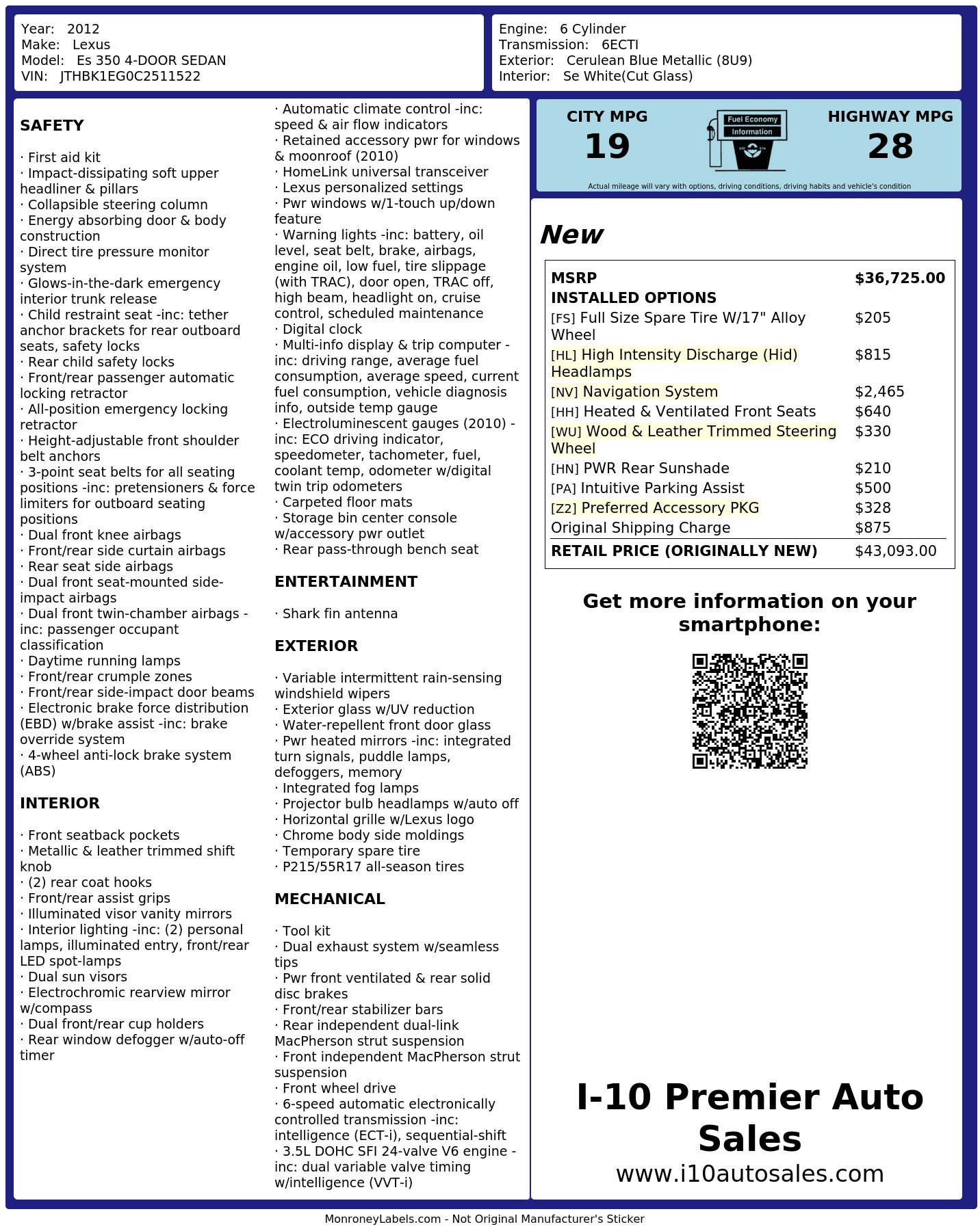 Monroney Label