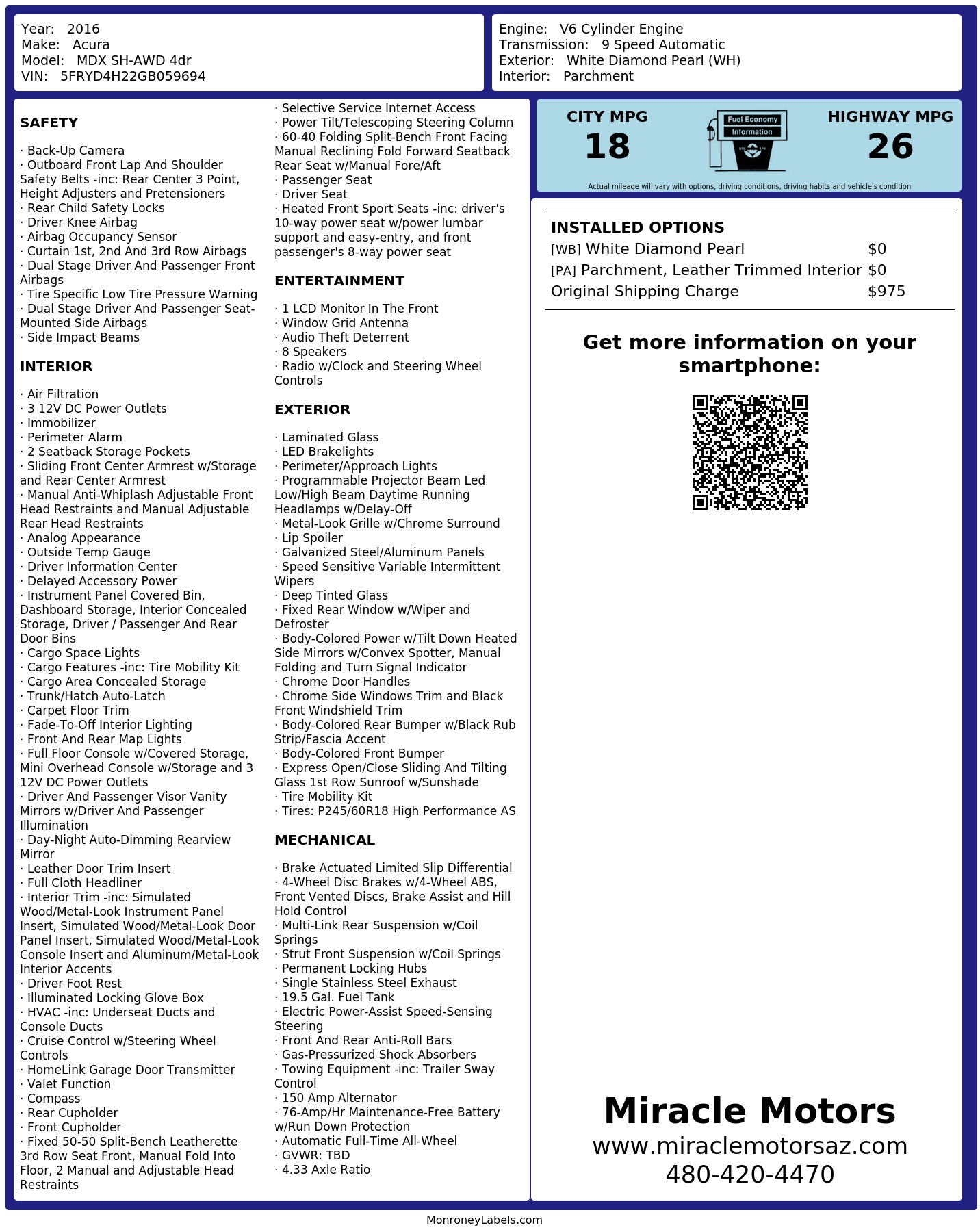 Monroney Label