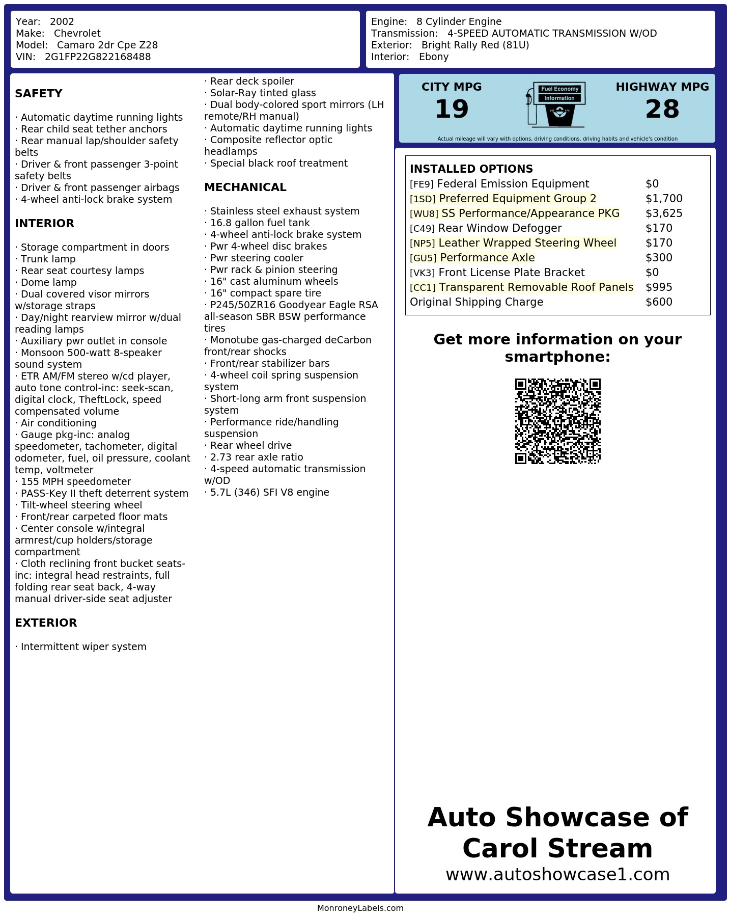 Monroney Label