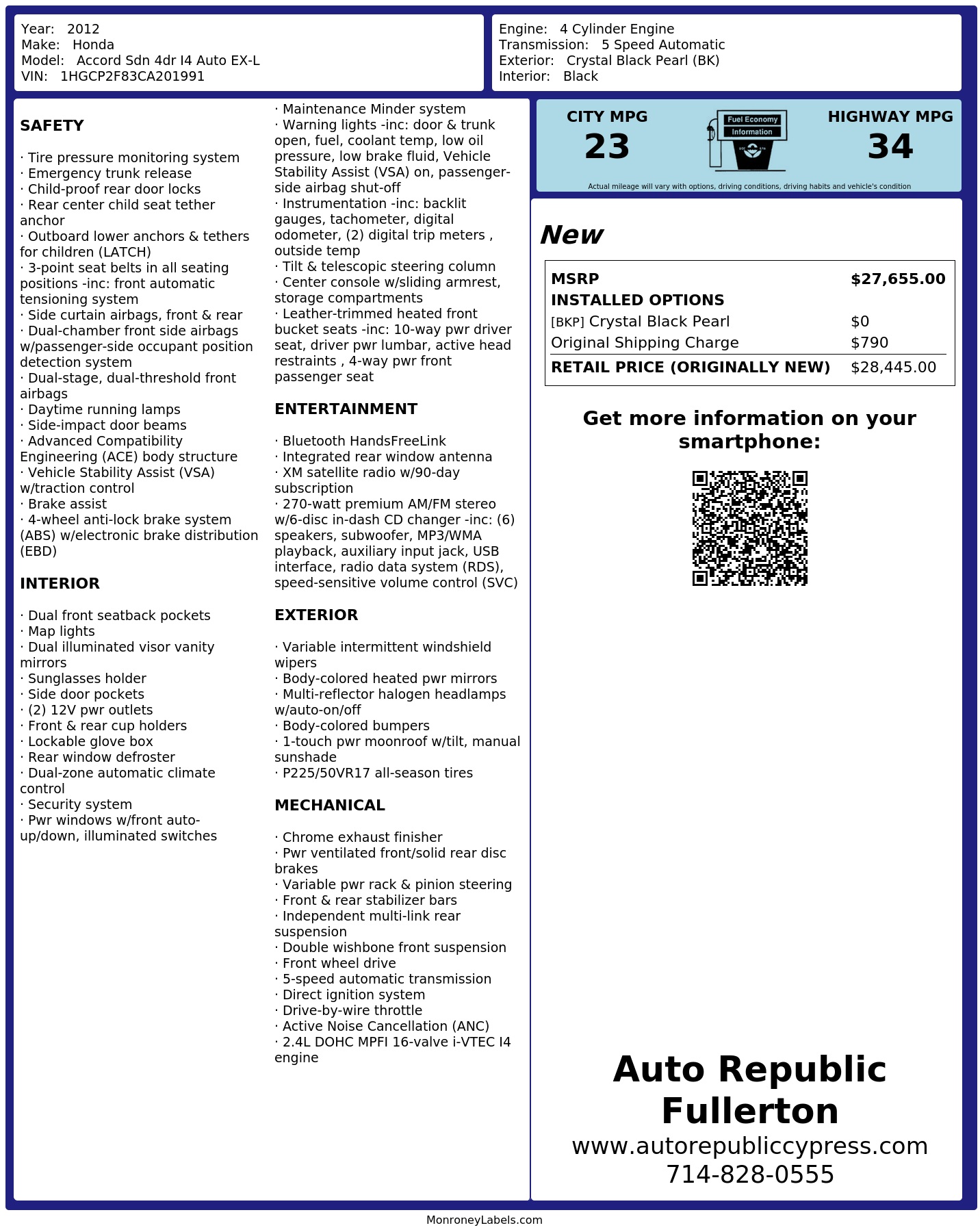 Monroney Label