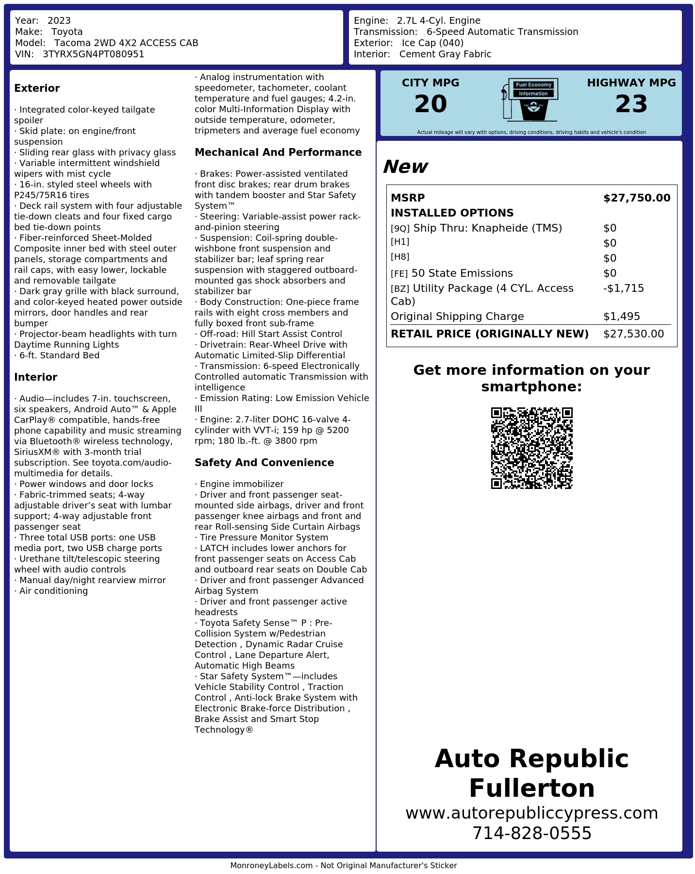 Monroney Label